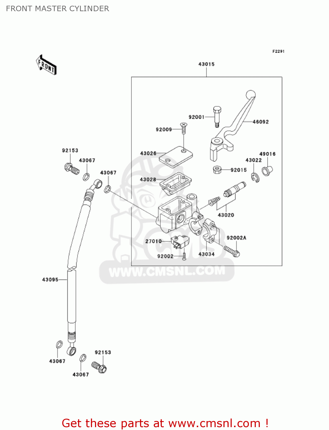 FRONT MASTER CYLINDER BN125A4 ELIMINATOR 2001 USA CANADA