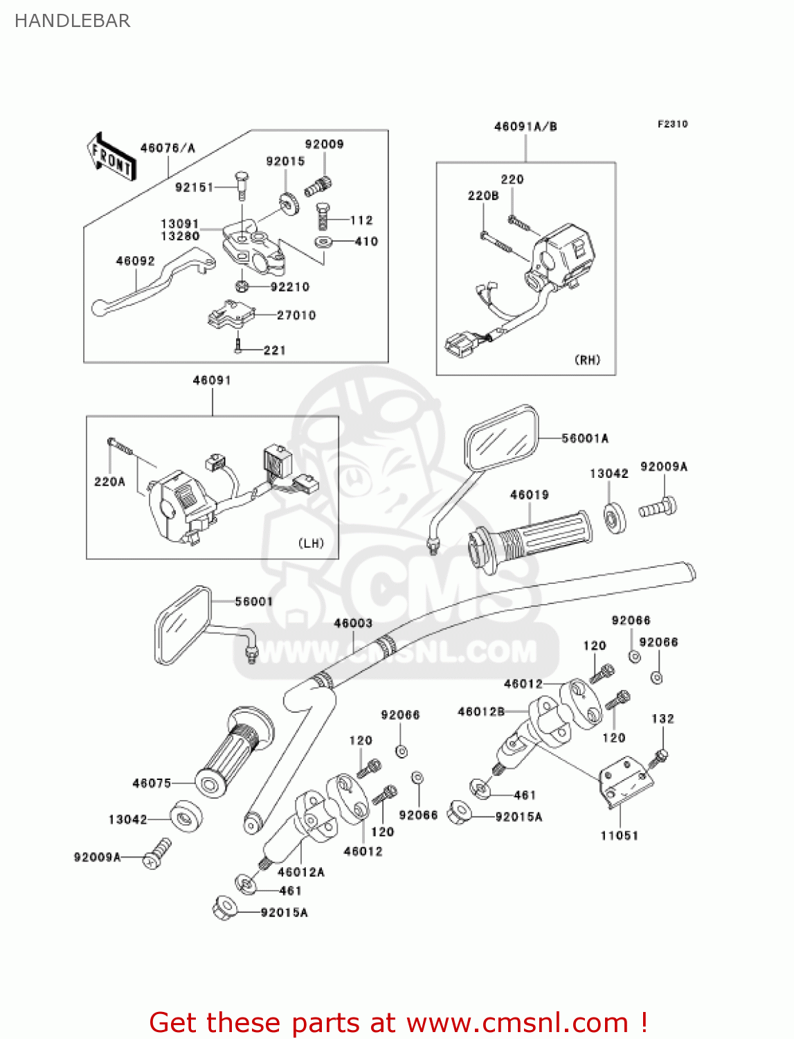 HANDLEBAR BN125A4 ELIMINATOR 2001 USA CANADA