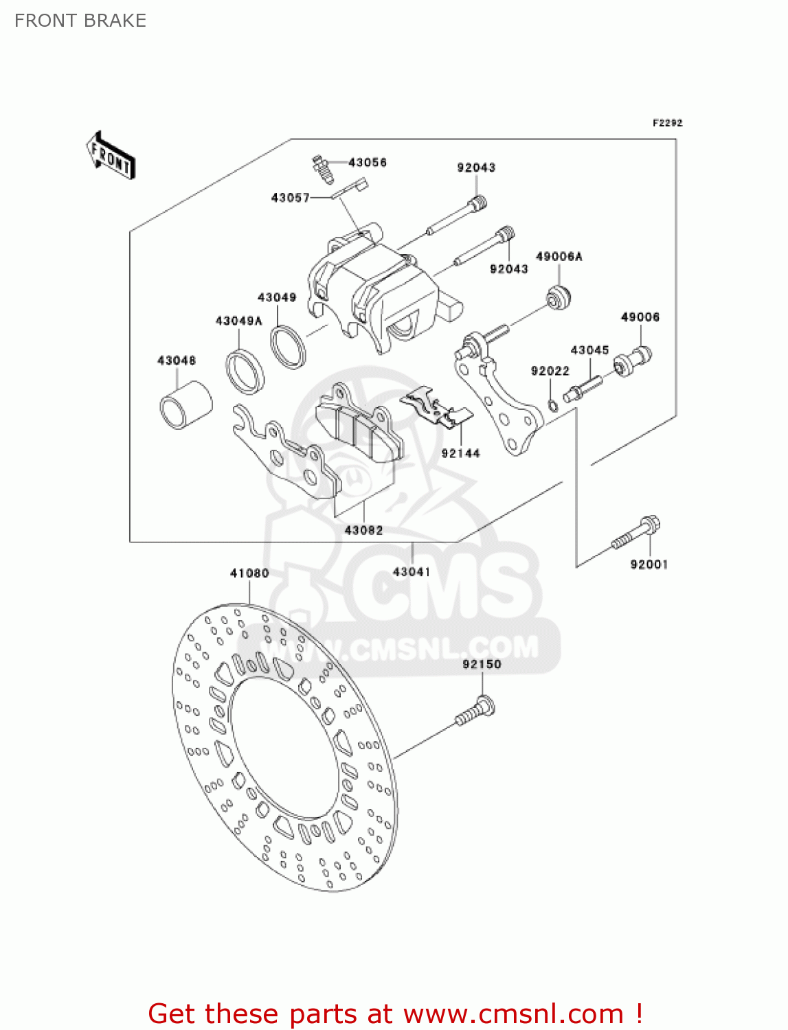 FRONT BRAKE BN125A5 ELIMINATOR 2002 USA CALIFORNIA CANADA