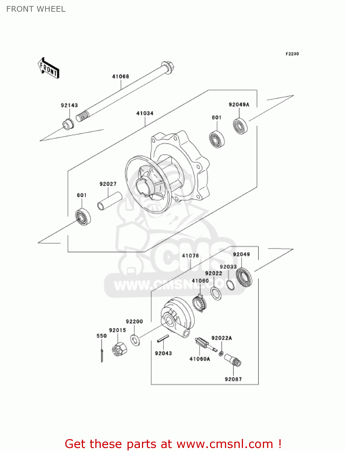 FRONT WHEEL BN125A5 ELIMINATOR 2002 USA CALIFORNIA CANADA