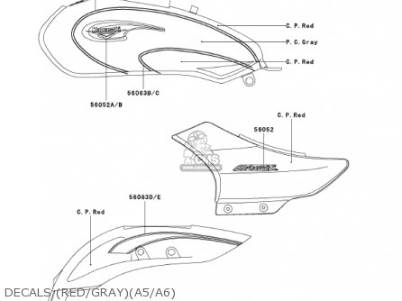 DECALS (RED/GRAY)(A5/A6) - BN125A5 ELIMINATOR 2002 USA CALIFORNIA CANADA