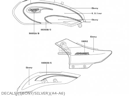 DECALS (EBONY/SILVER)(A4-A6) - BN125A5 ELIMINATOR 2002 USA CALIFORNIA CANADA