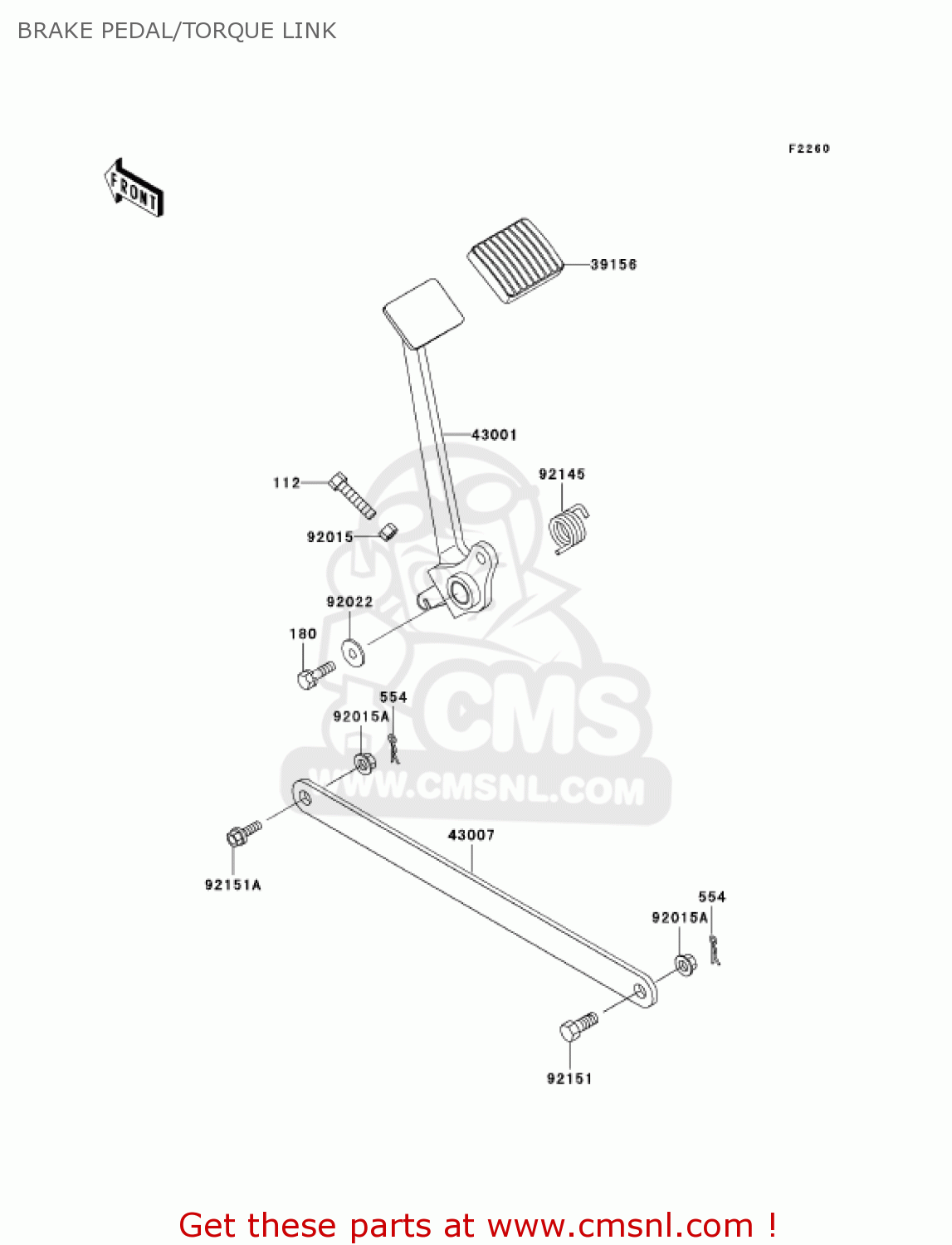 BRAKE PEDAL/TORQUE LINK BN125A6 ELIMINATOR 2003 USA CANADA