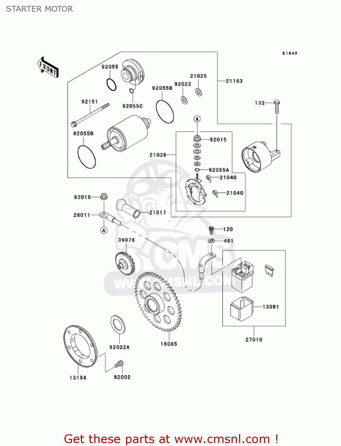 STARTER MOTOR BN125A6 ELIMINATOR 2003 USA CANADA