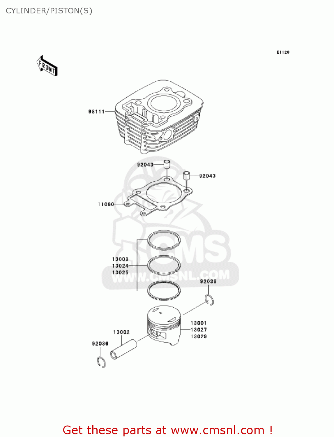 CYLINDER/PISTON(S) BN125A6 ELIMINATOR 2003 USA CANADA