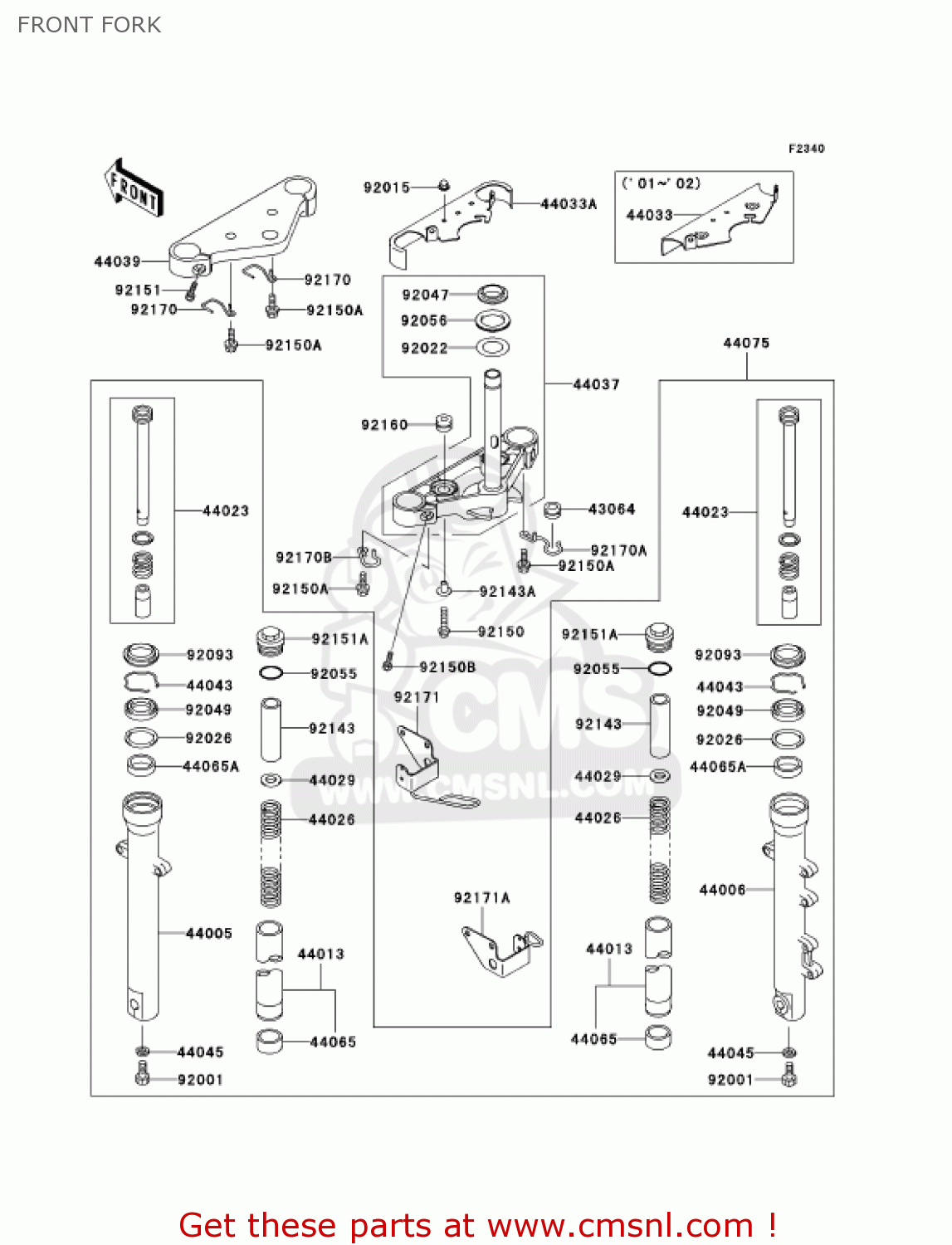 FRONT FORK BN125A6 ELIMINATOR 2003 USA CANADA