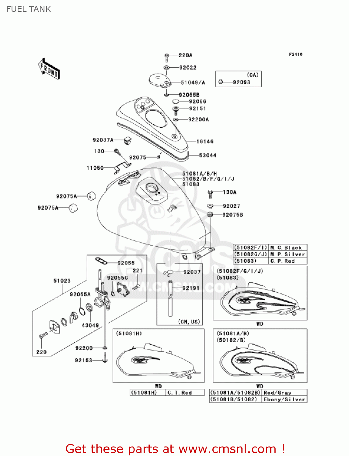 FUEL TANK BN125A6 ELIMINATOR 2003 USA CANADA