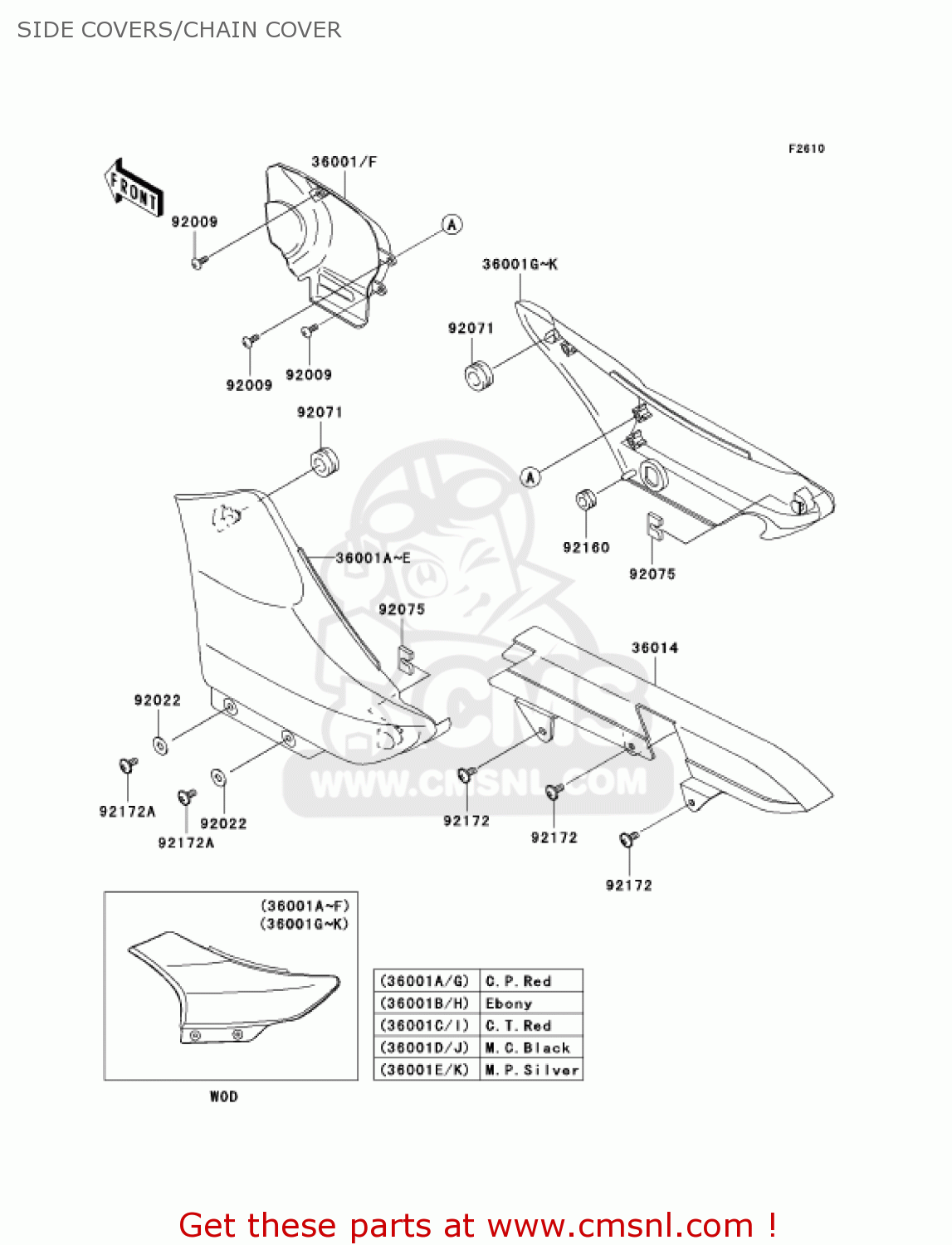 SIDE COVERS/CHAIN COVER BN125A6 ELIMINATOR 2003 USA CANADA