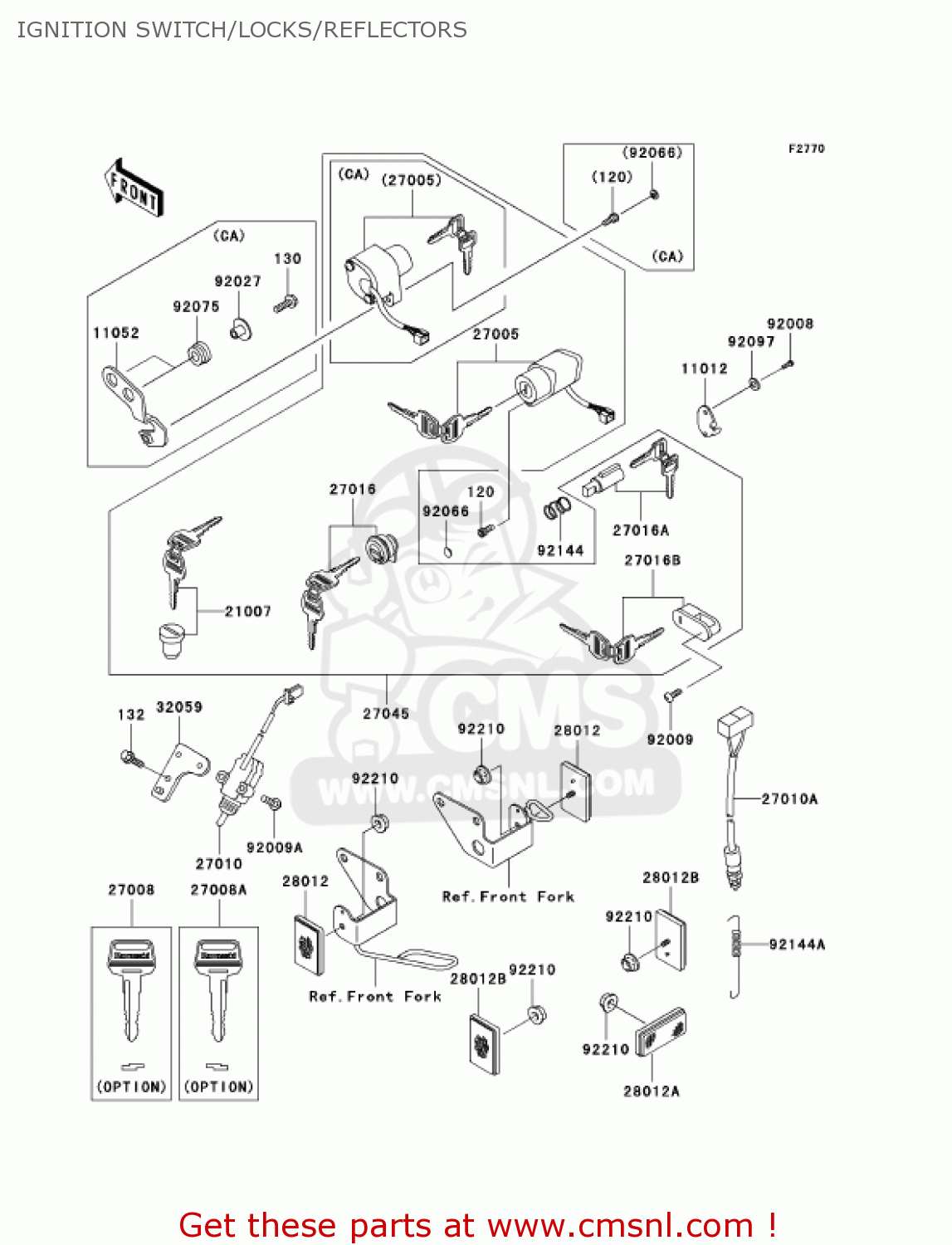 IGNITION SWITCH/LOCKS/REFLECTORS BN125A6F ELIMINATOR 2006 USA CALIFORNIA