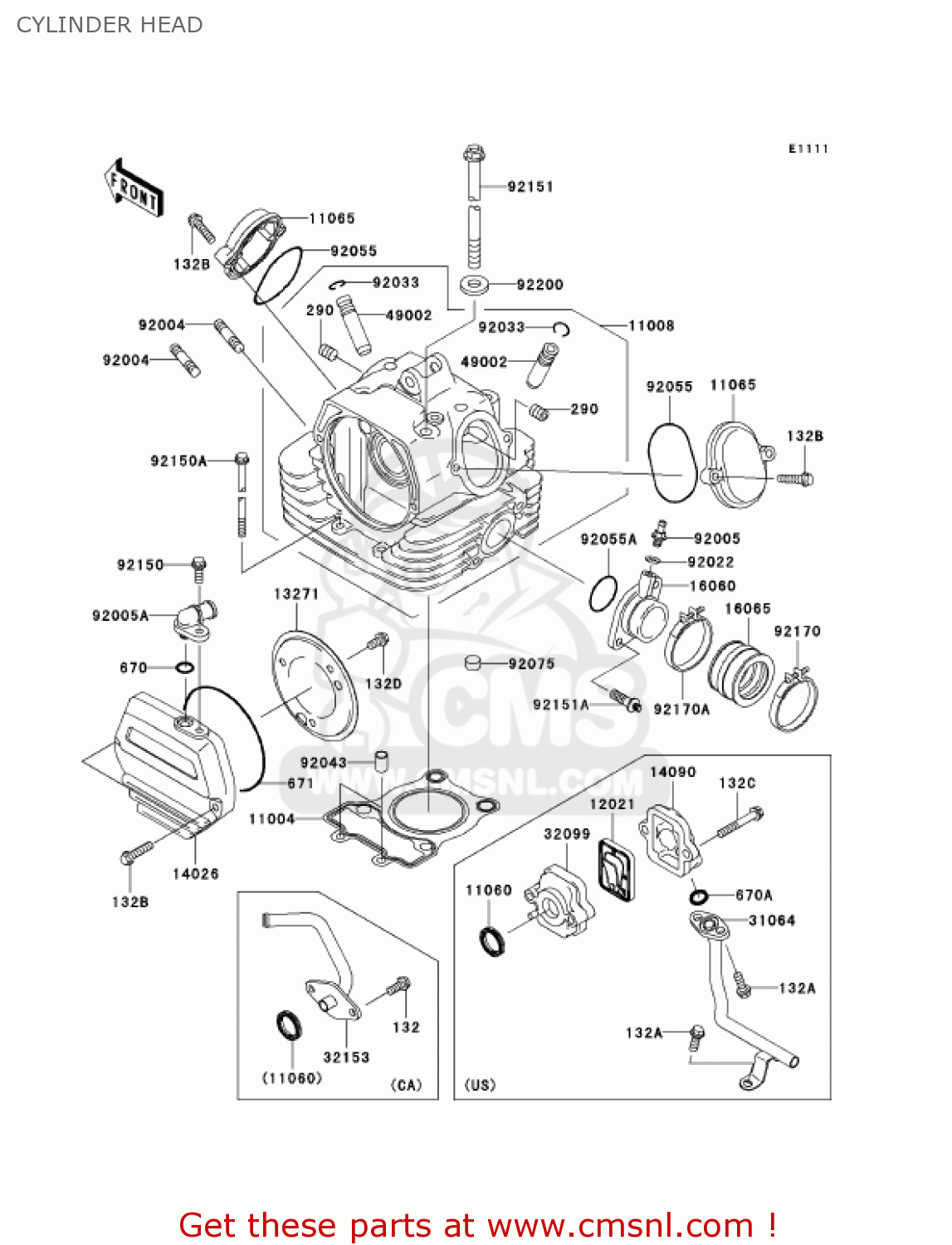 CYLINDER HEAD BN125A6F ELIMINATOR 2006 USA CALIFORNIA