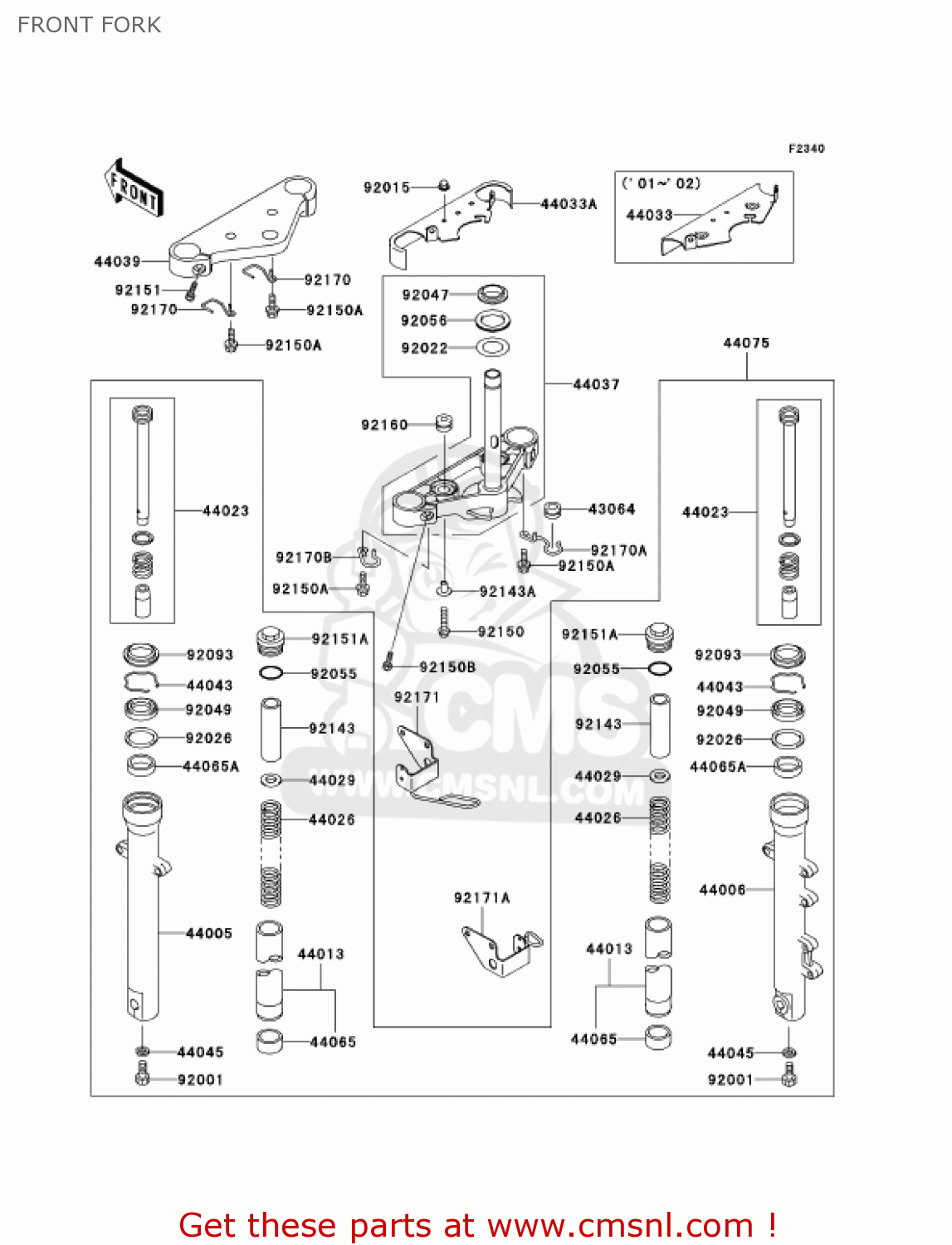 FRONT FORK BN125A7 ELIMINATOR 2004 USA CALIFORNIA CANADA