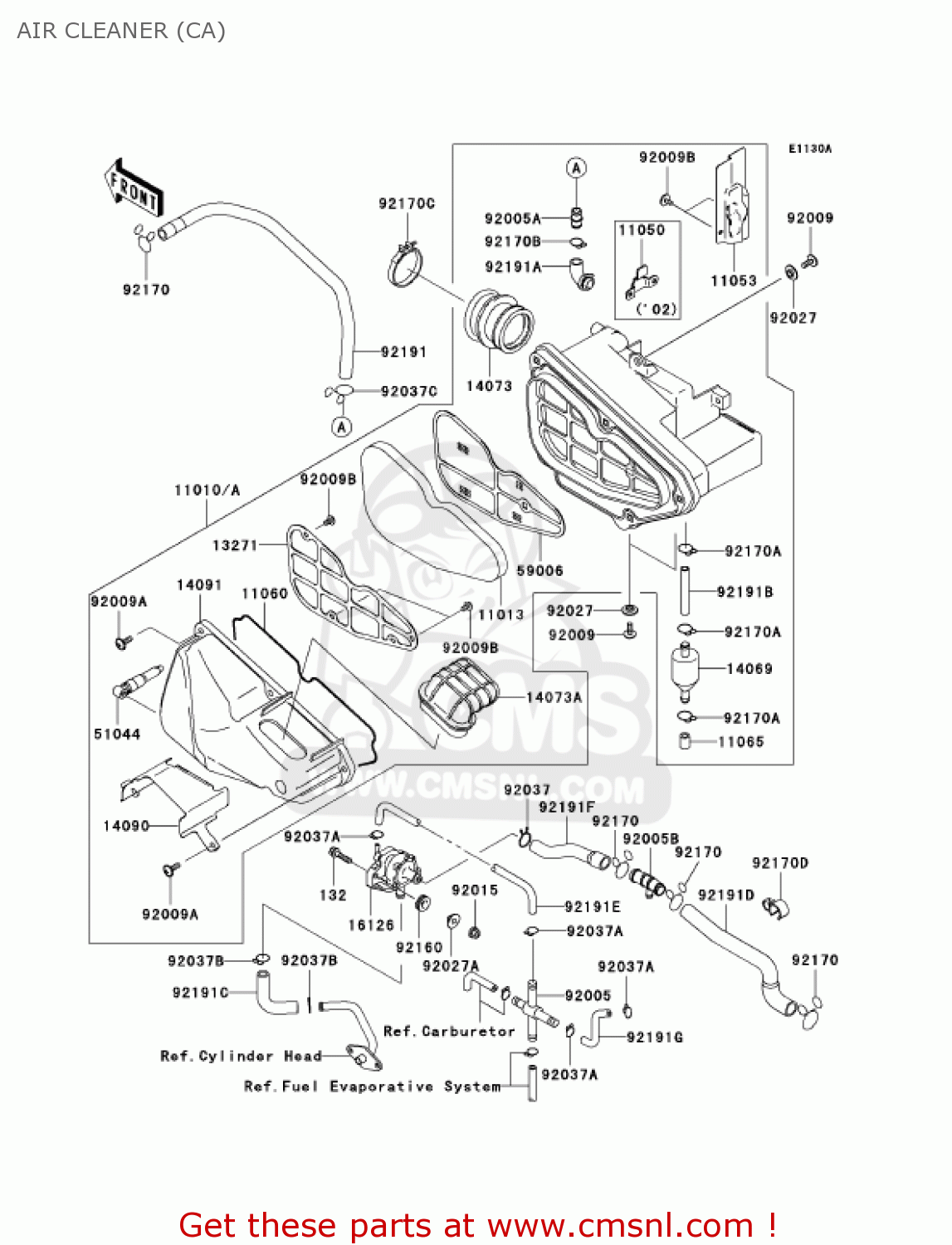 AIR CLEANER (CA) BN125A7 ELIMINATOR 2004 USA CALIFORNIA CANADA