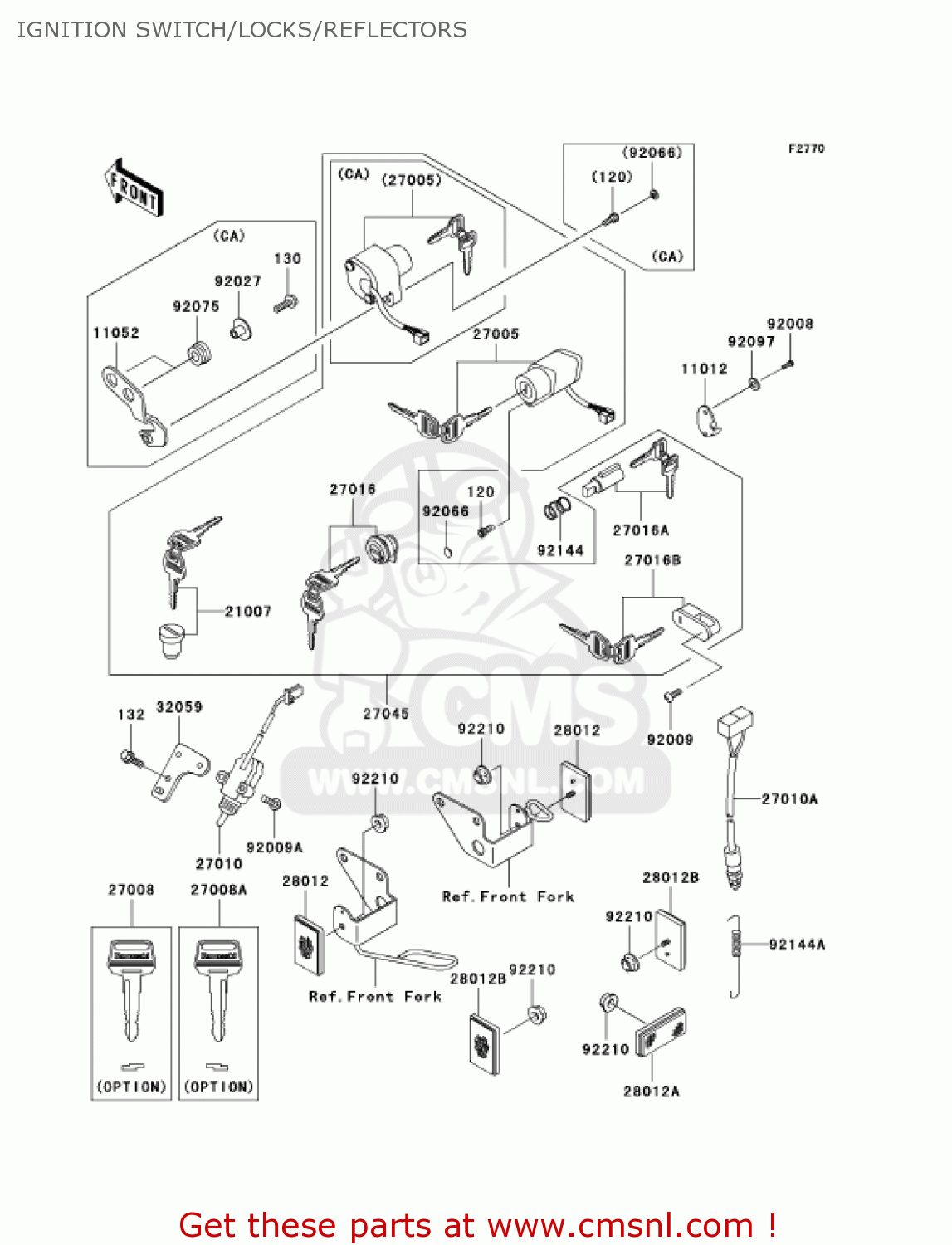 IGNITION SWITCH/LOCKS/REFLECTORS BN125A7F ELIMINATOR 2007 USA CALIFORNIA
