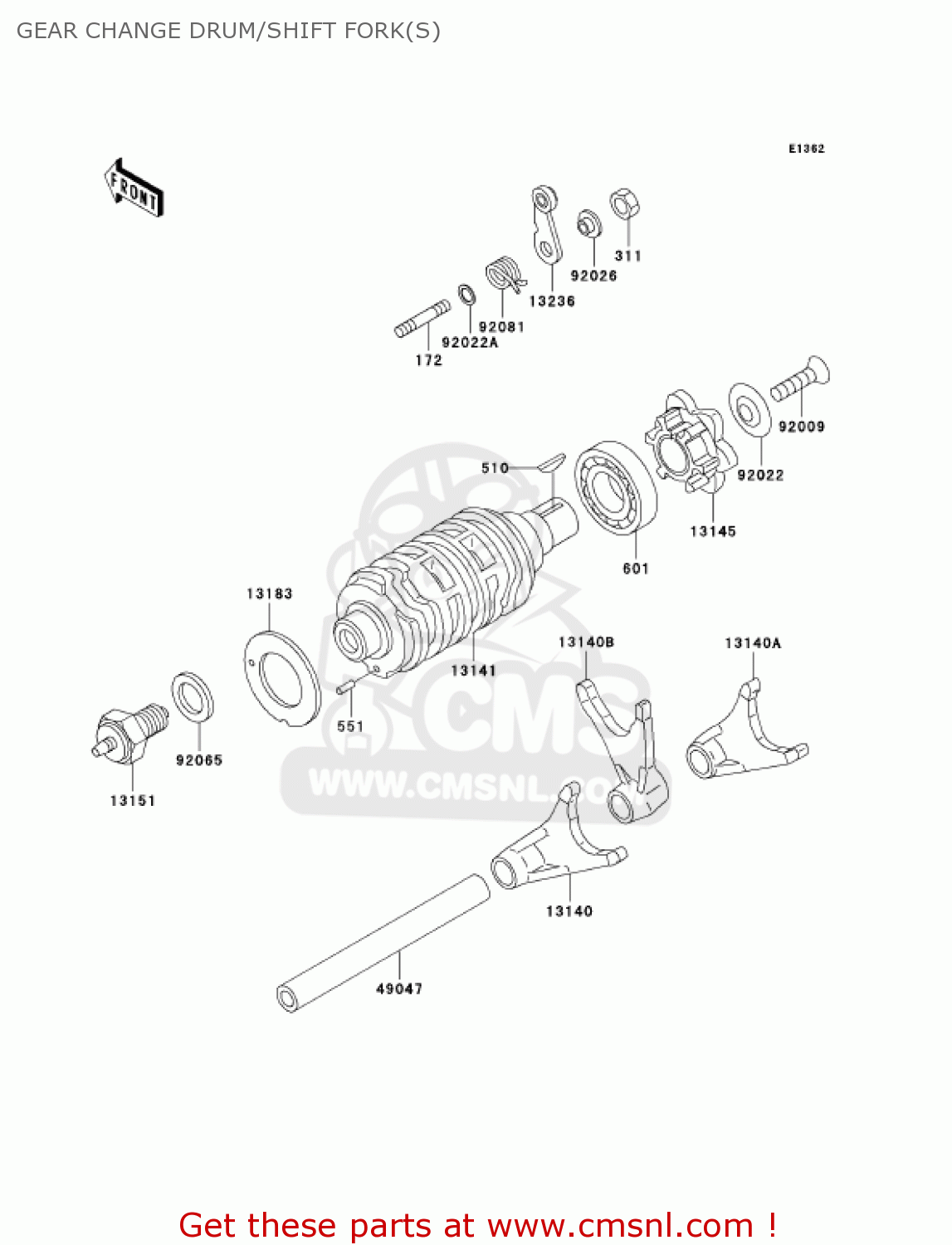 GEAR CHANGE DRUM/SHIFT FORK(S) BN125A8 ELIMINATOR 2005 USA CALIFORNIA CANADA