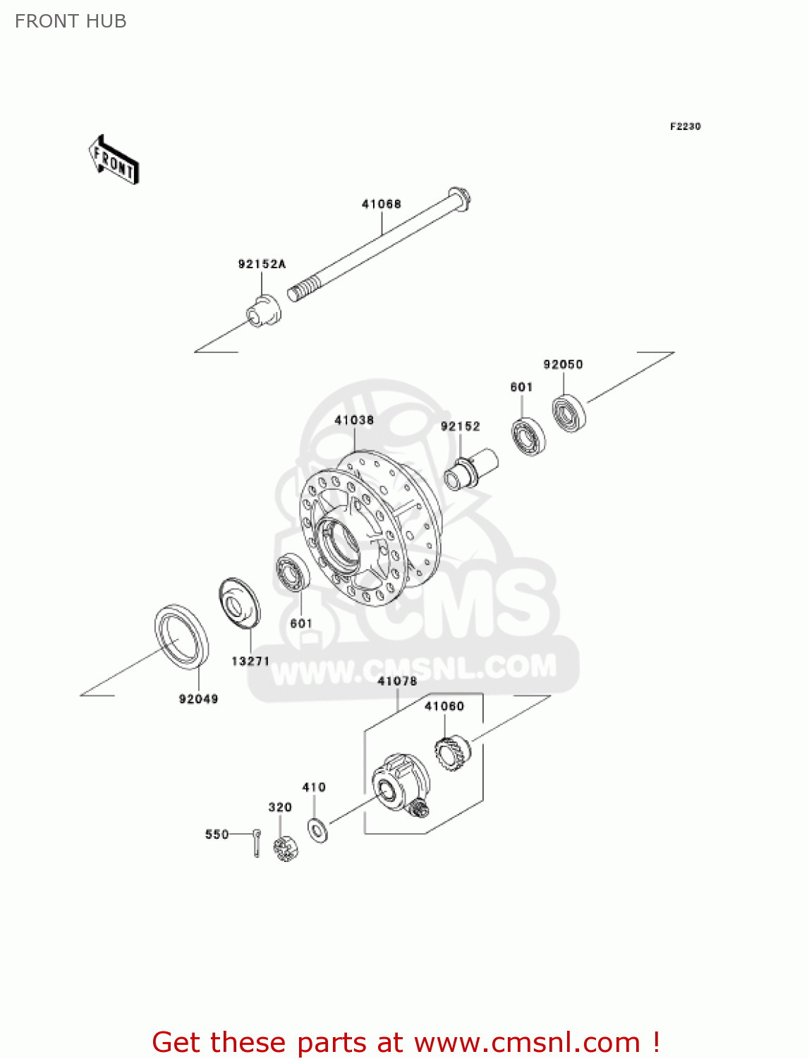 FRONT HUB BR125B2 WIND 125 2005 CANADA