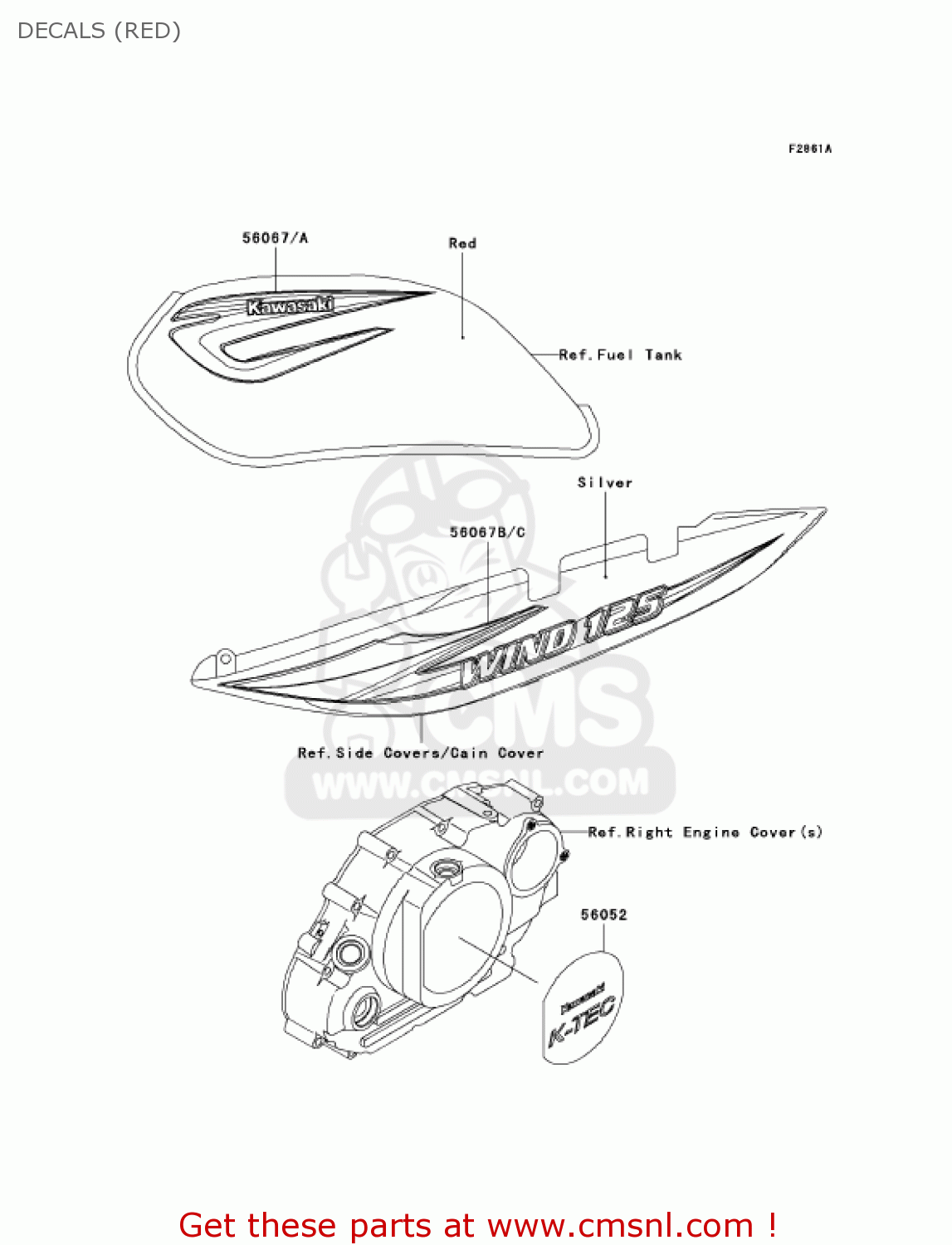 DECALS (RED) BR125B2 WIND 125 2005 CANADA