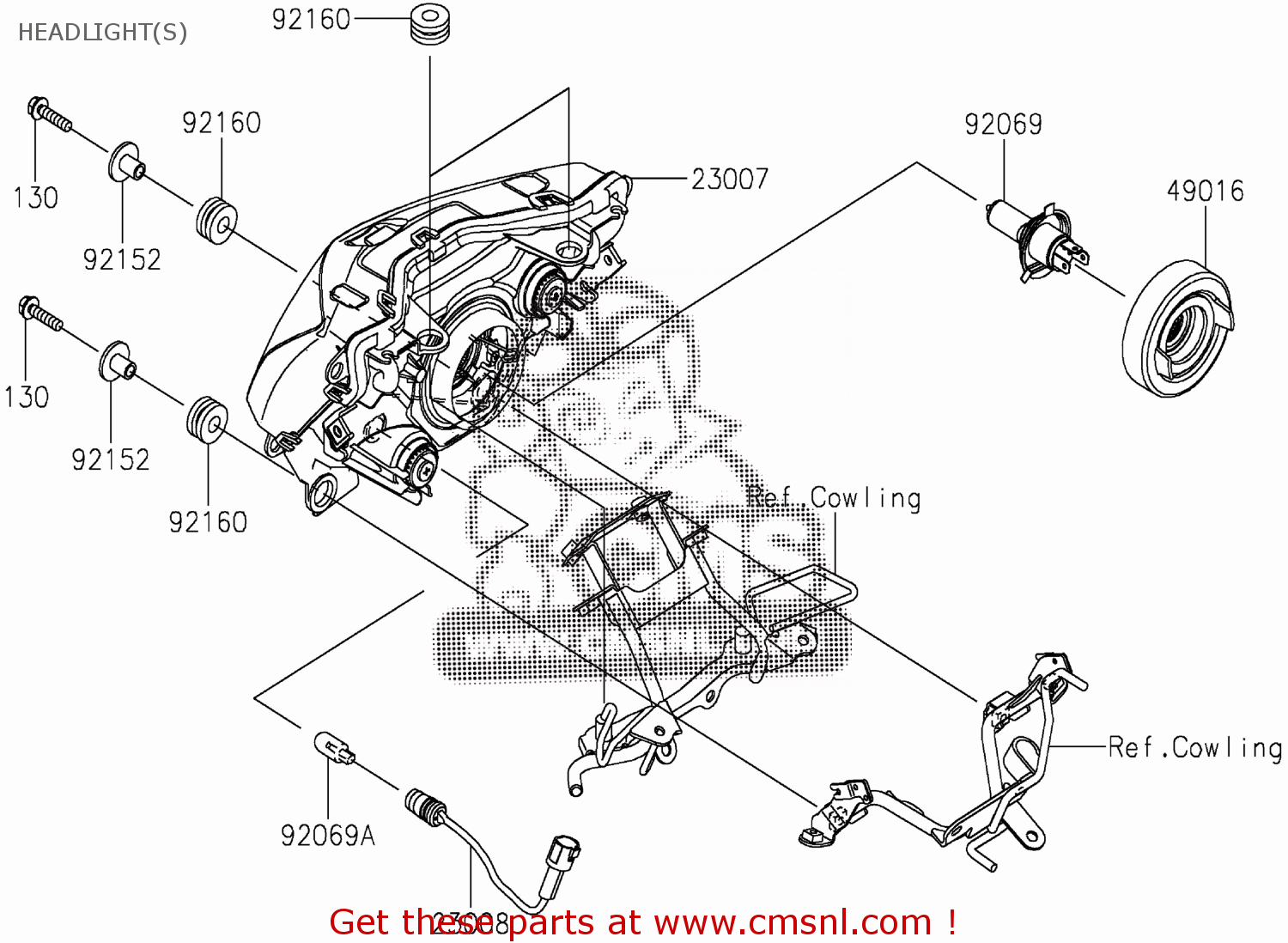 Kawasaki BR125KKF Z125 2019 EUROPE,MIDDLE EAST,AFRICA HEADLIGHT(S) buy original HEADLIGHT(S