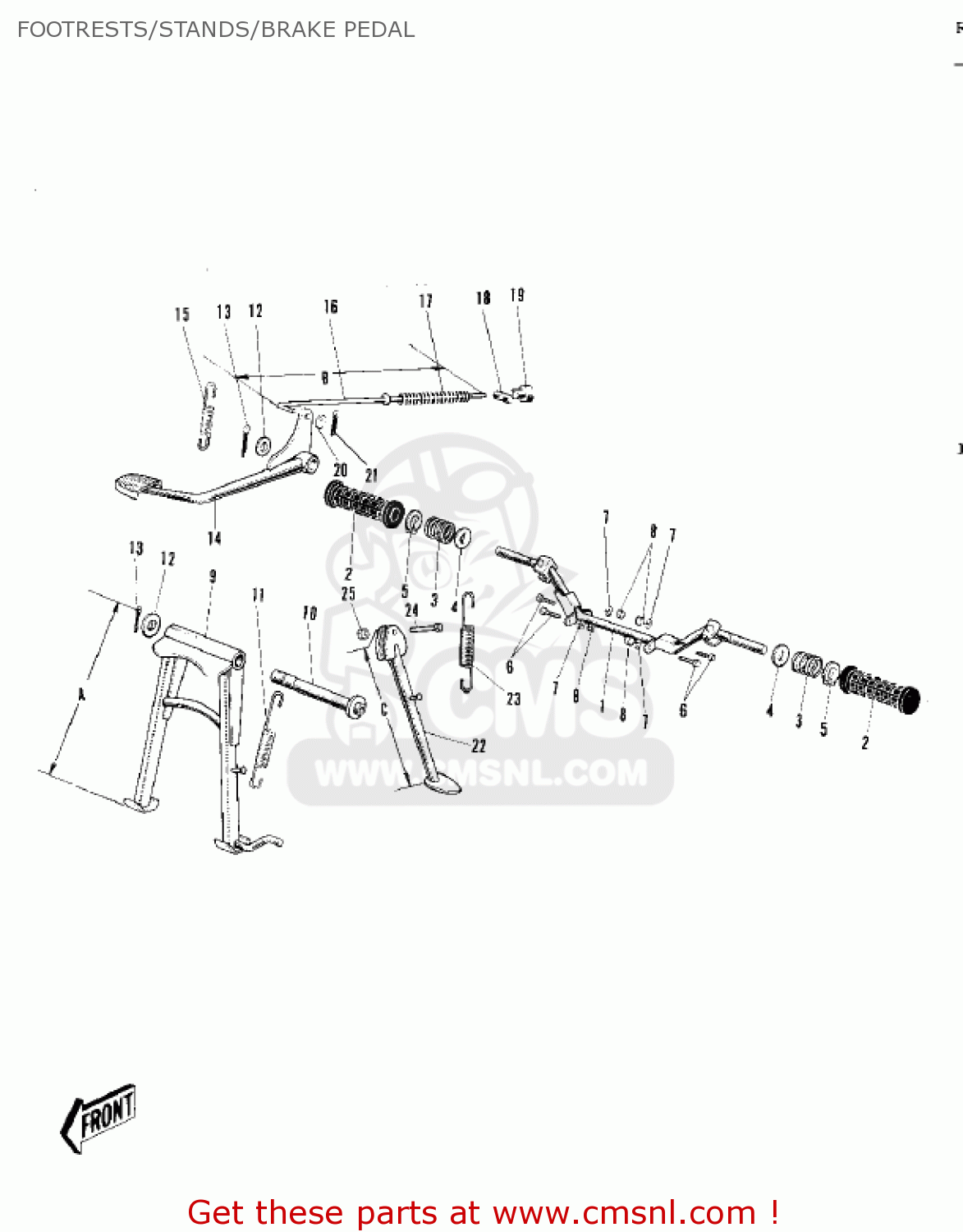 FOOTRESTS/STANDS/BRAKE PEDAL C2SS ROADRUNNER 1969 USA