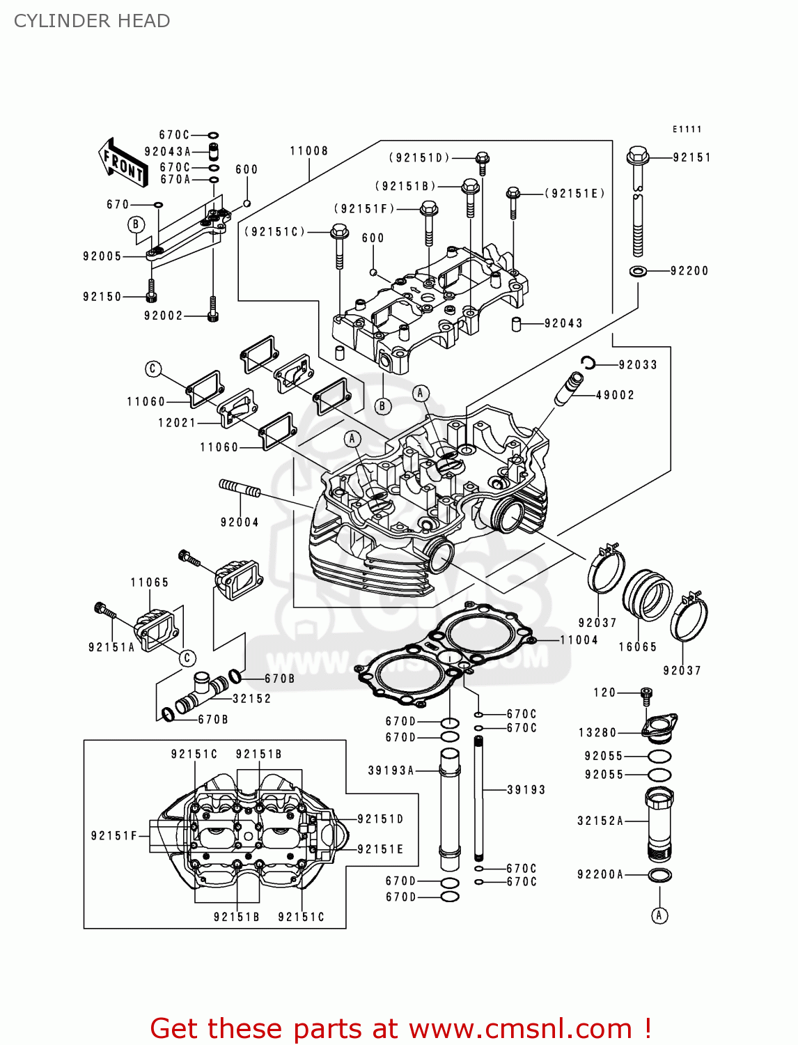 CYLINDER HEAD EJ650A1 W650 1999 EUROPE UK FR NL FG IT NR