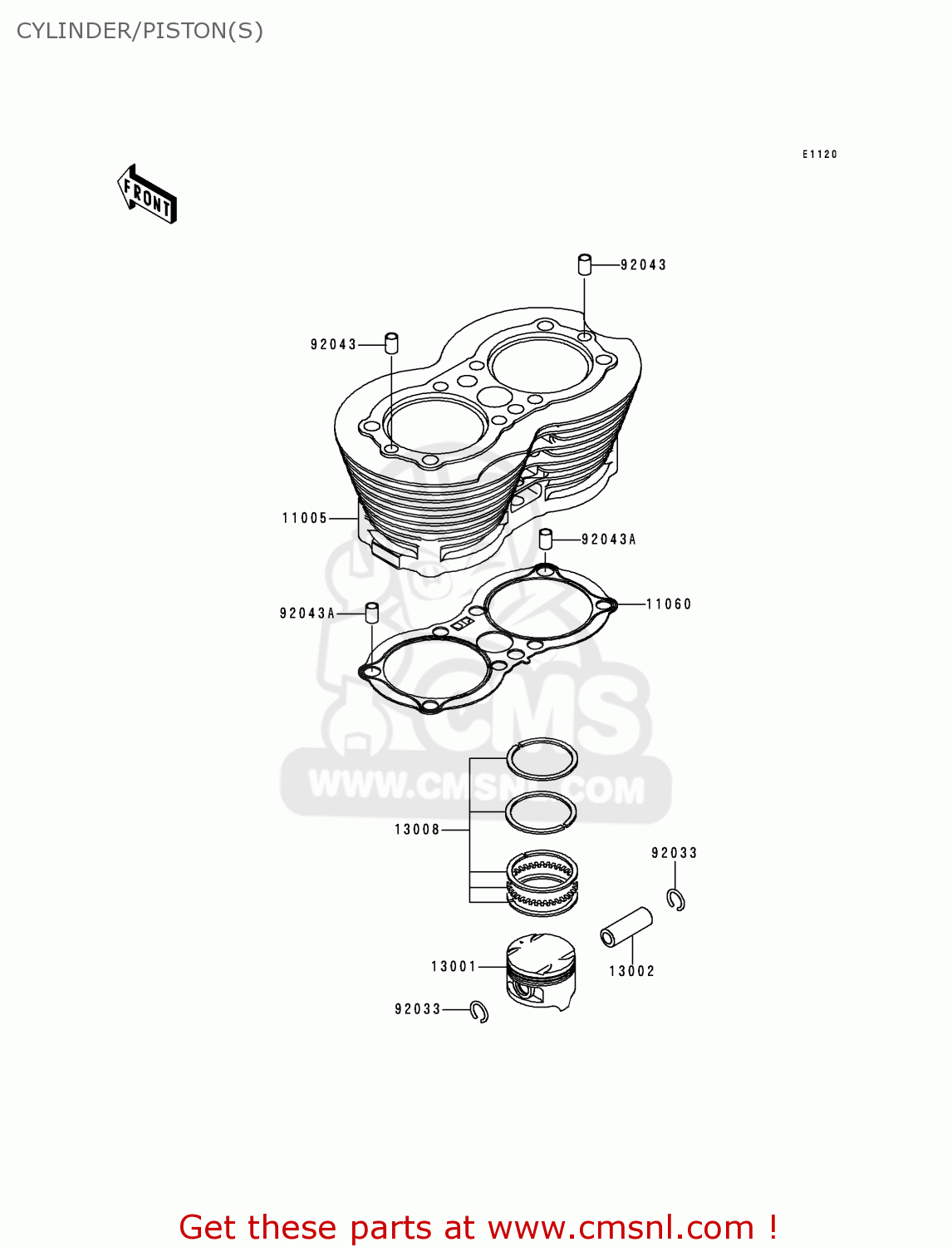 CYLINDER/PISTON(S) EJ650A1 W650 1999 EUROPE UK FR NL FG IT NR
