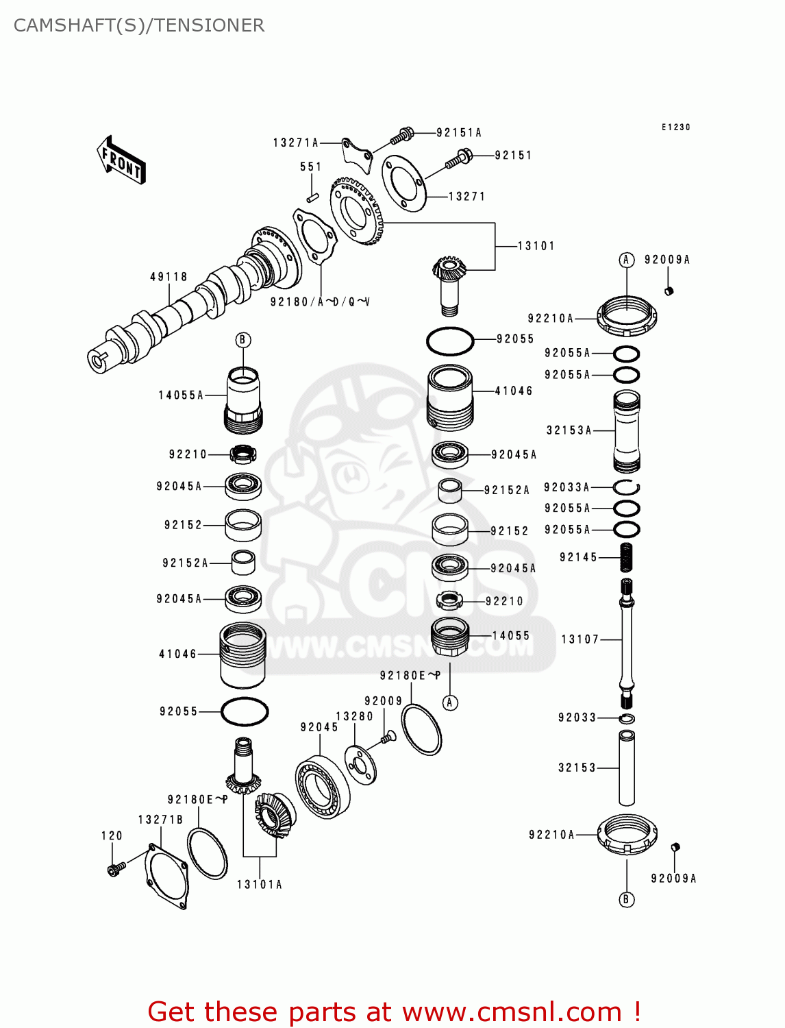 CAMSHAFT(S)/TENSIONER EJ650A1 W650 1999 EUROPE UK FR NL FG IT NR