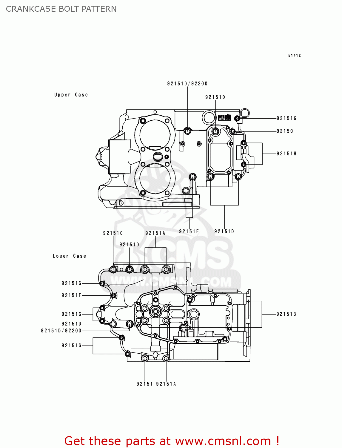 CRANKCASE BOLT PATTERN EJ650A1 W650 1999 EUROPE UK FR NL FG IT NR