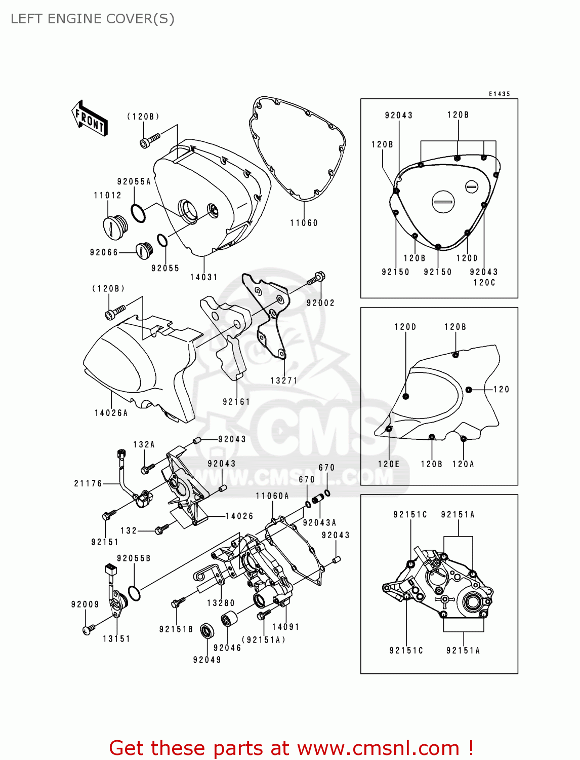 LEFT ENGINE COVER(S) EJ650A1 W650 1999 EUROPE UK FR NL FG IT NR