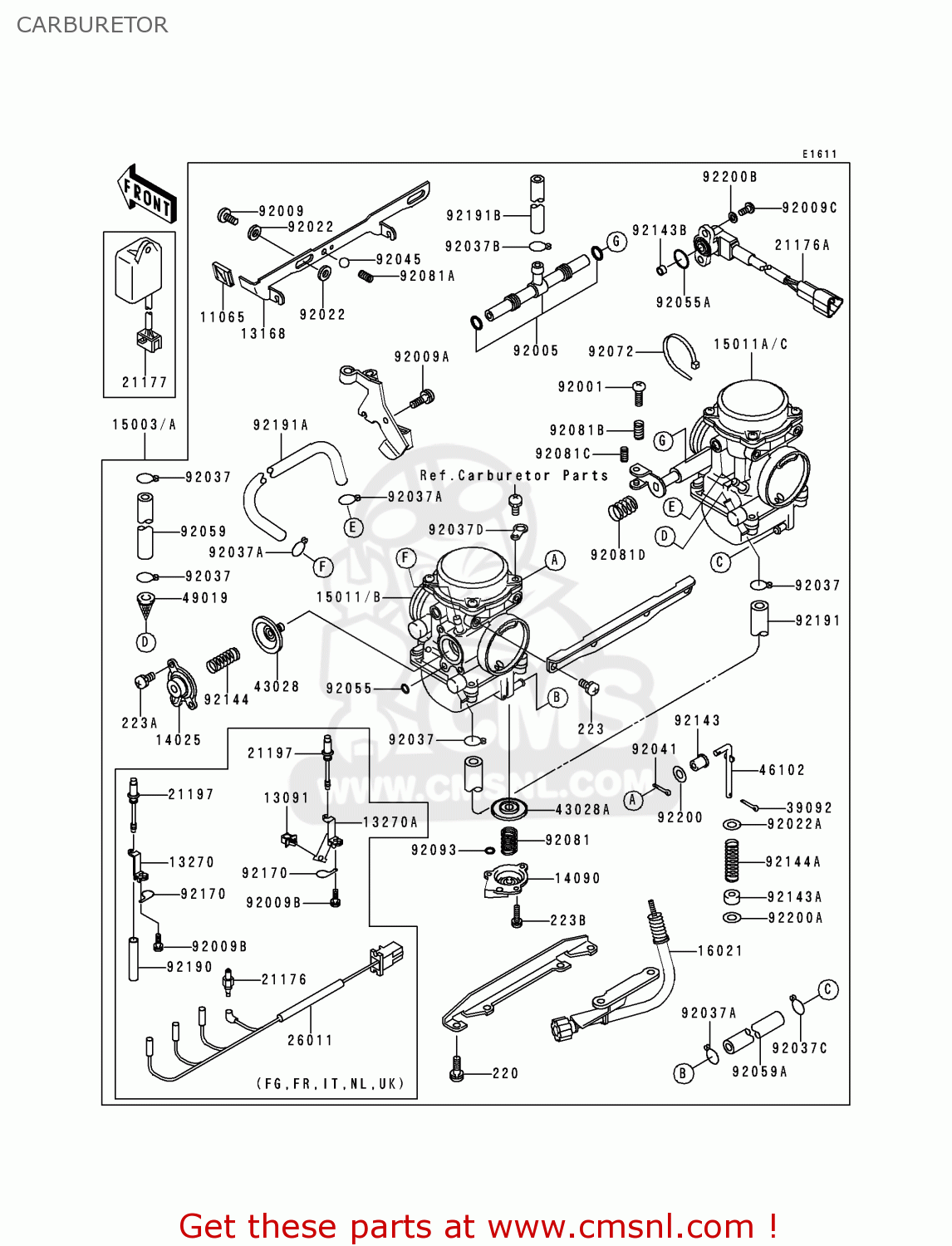 CARBURETOR EJ650A1 W650 1999 EUROPE UK FR NL FG IT NR