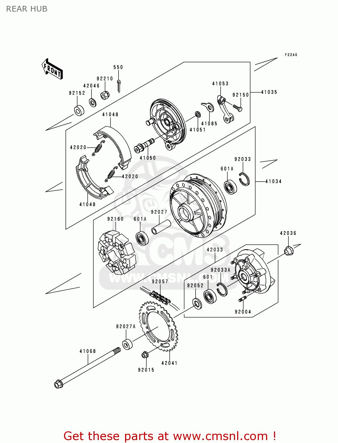 REAR HUB EJ650A1 W650 1999 EUROPE UK FR NL FG IT NR