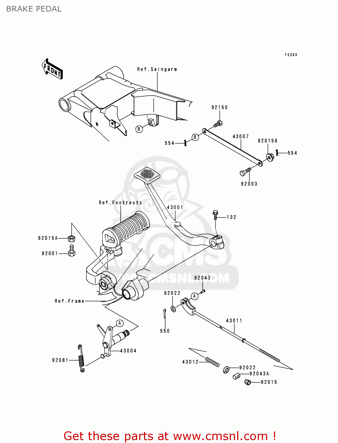 BRAKE PEDAL EJ650A1 W650 1999 EUROPE UK FR NL FG IT NR