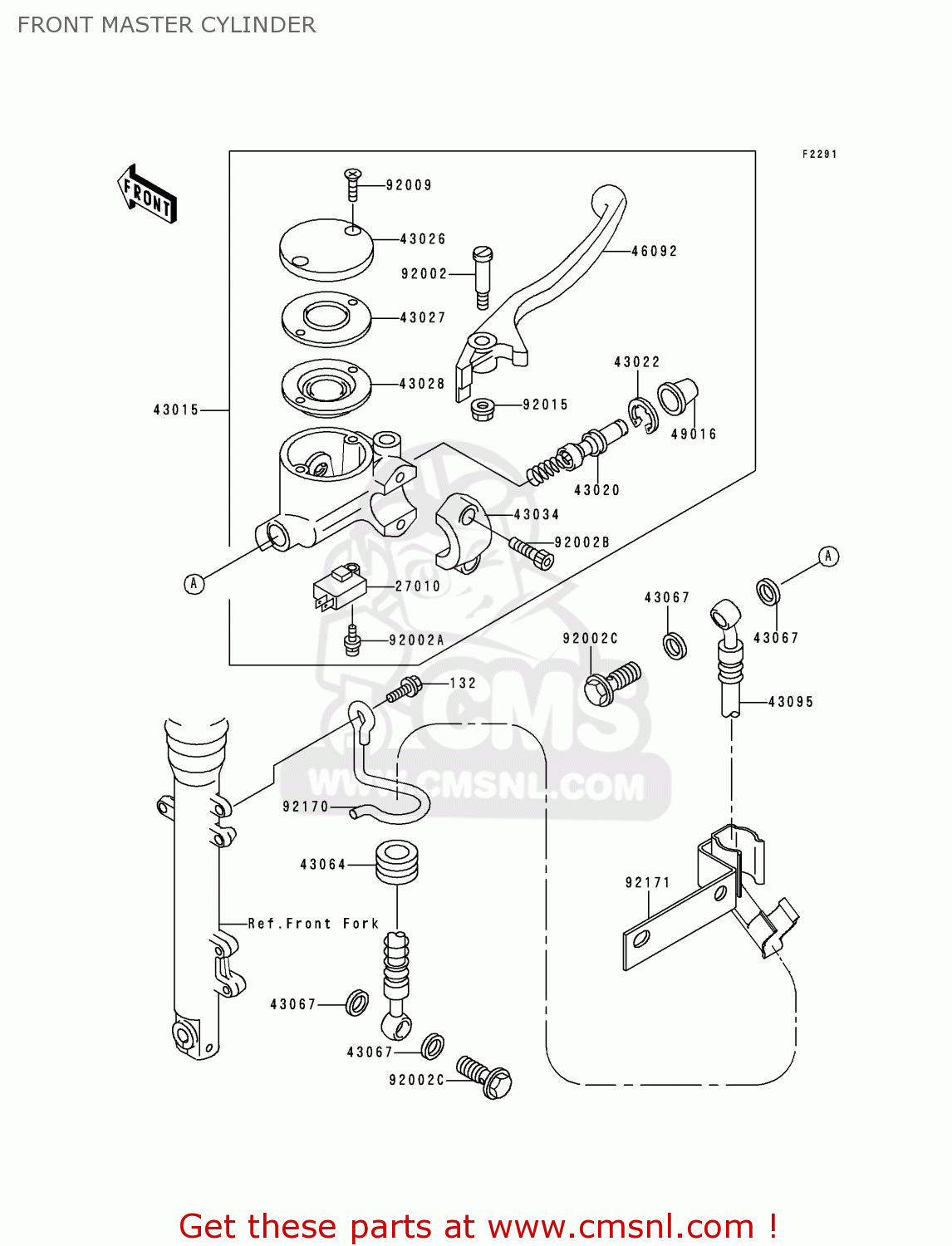 FRONT MASTER CYLINDER EJ650A1 W650 1999 EUROPE UK FR NL FG IT NR
