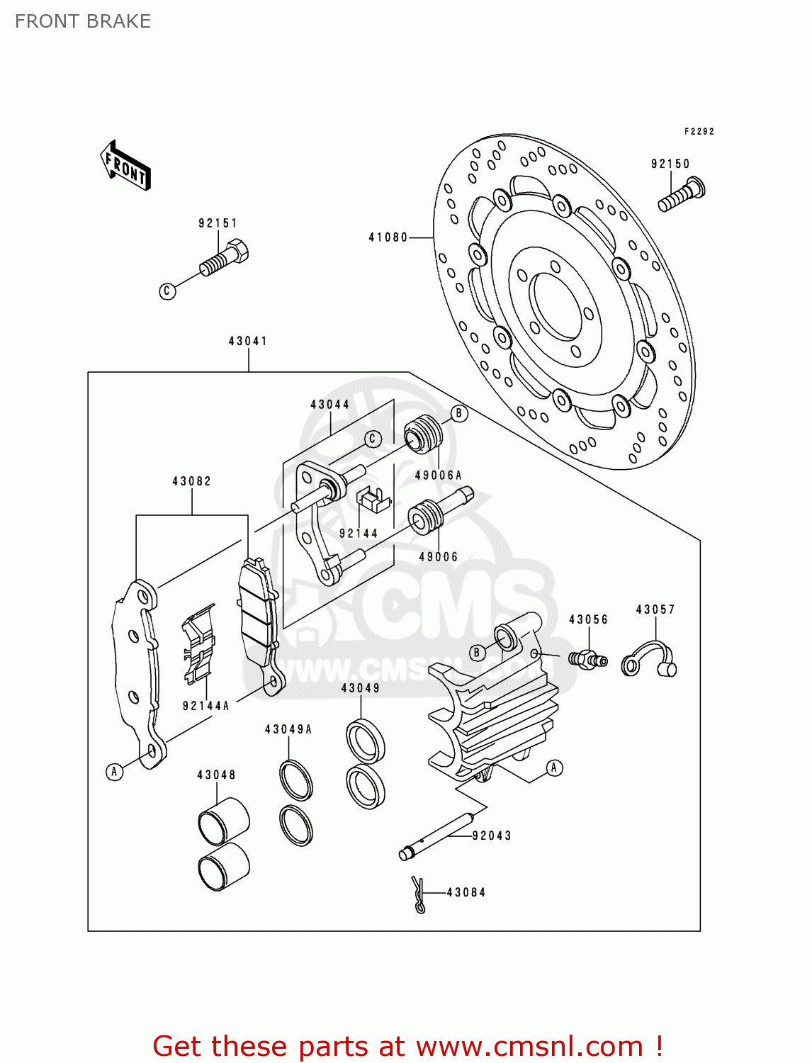FRONT BRAKE EJ650A1 W650 1999 EUROPE UK FR NL FG IT NR