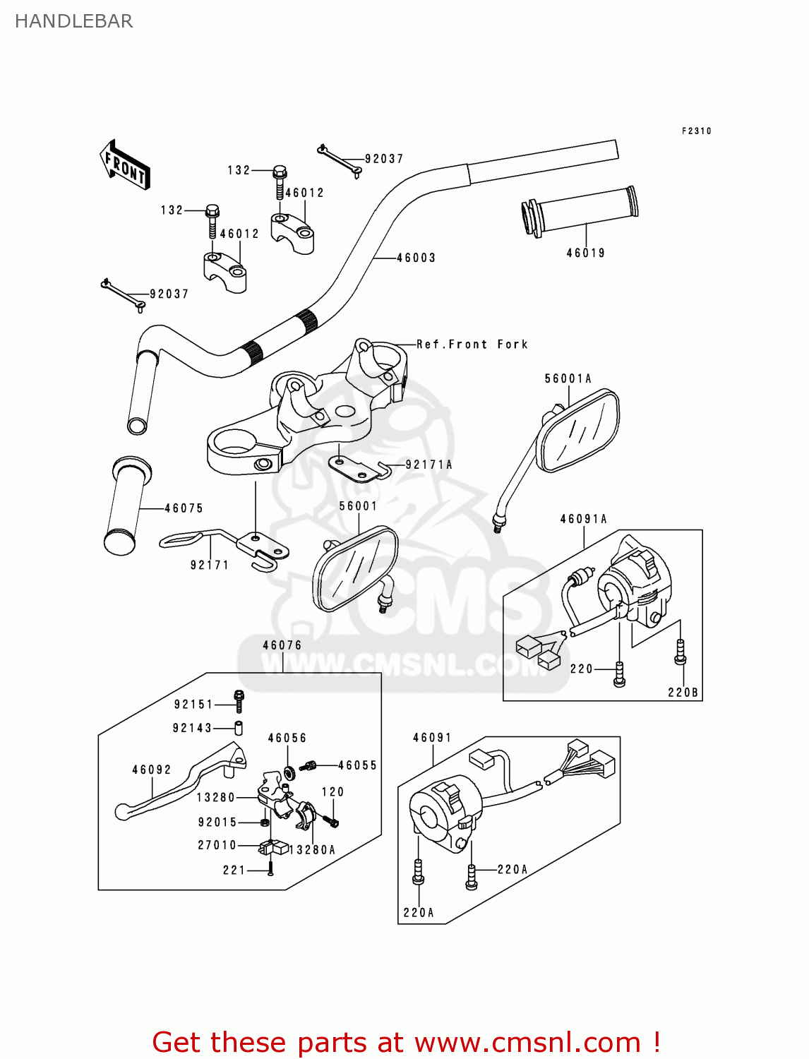 HANDLEBAR EJ650A1 W650 1999 EUROPE UK FR NL FG IT NR