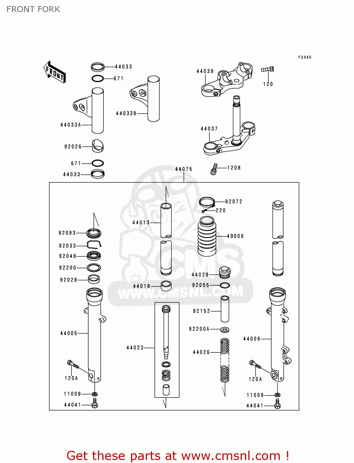 FRONT FORK EJ650A1 W650 1999 EUROPE UK FR NL FG IT NR