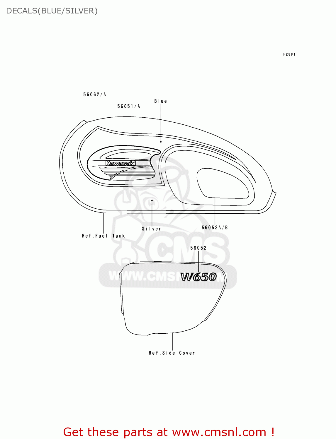 DECALS(BLUE/SILVER) EJ650A1 W650 1999 EUROPE UK FR NL FG IT NR