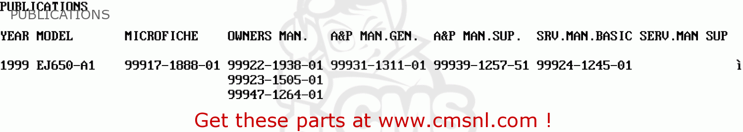 PUBLICATIONS EJ650A1 W650 1999 EUROPE UK FR NL FG IT NR