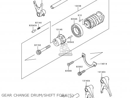 GEAR CHANGE DRUM/SHIFT FORK(S) - EJ650A1 W650 1999 EUROPE UK FR NL FG IT NR