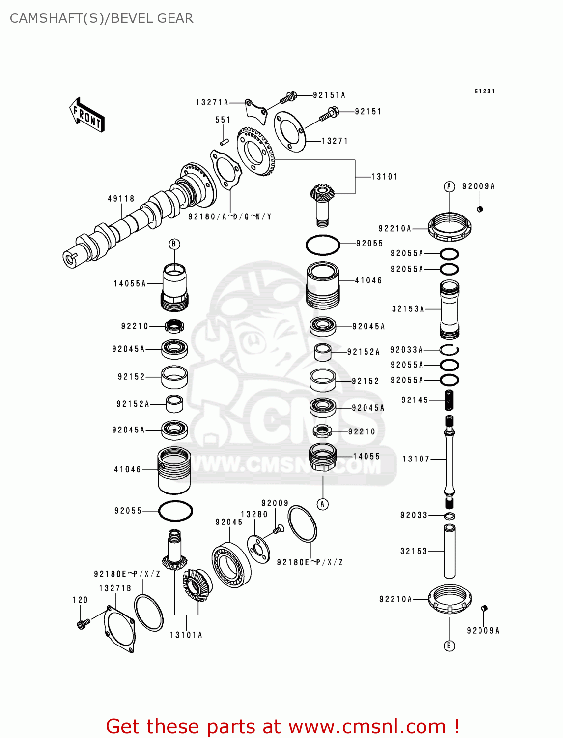 CAMSHAFT(S)/BEVEL GEAR EJ650A2 W650 2000 USA CALIFORNIA CANADA