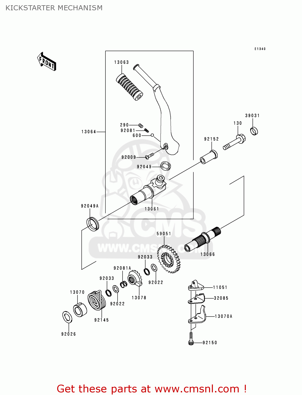 KICKSTARTER MECHANISM EJ650A2 W650 2000 USA CALIFORNIA CANADA