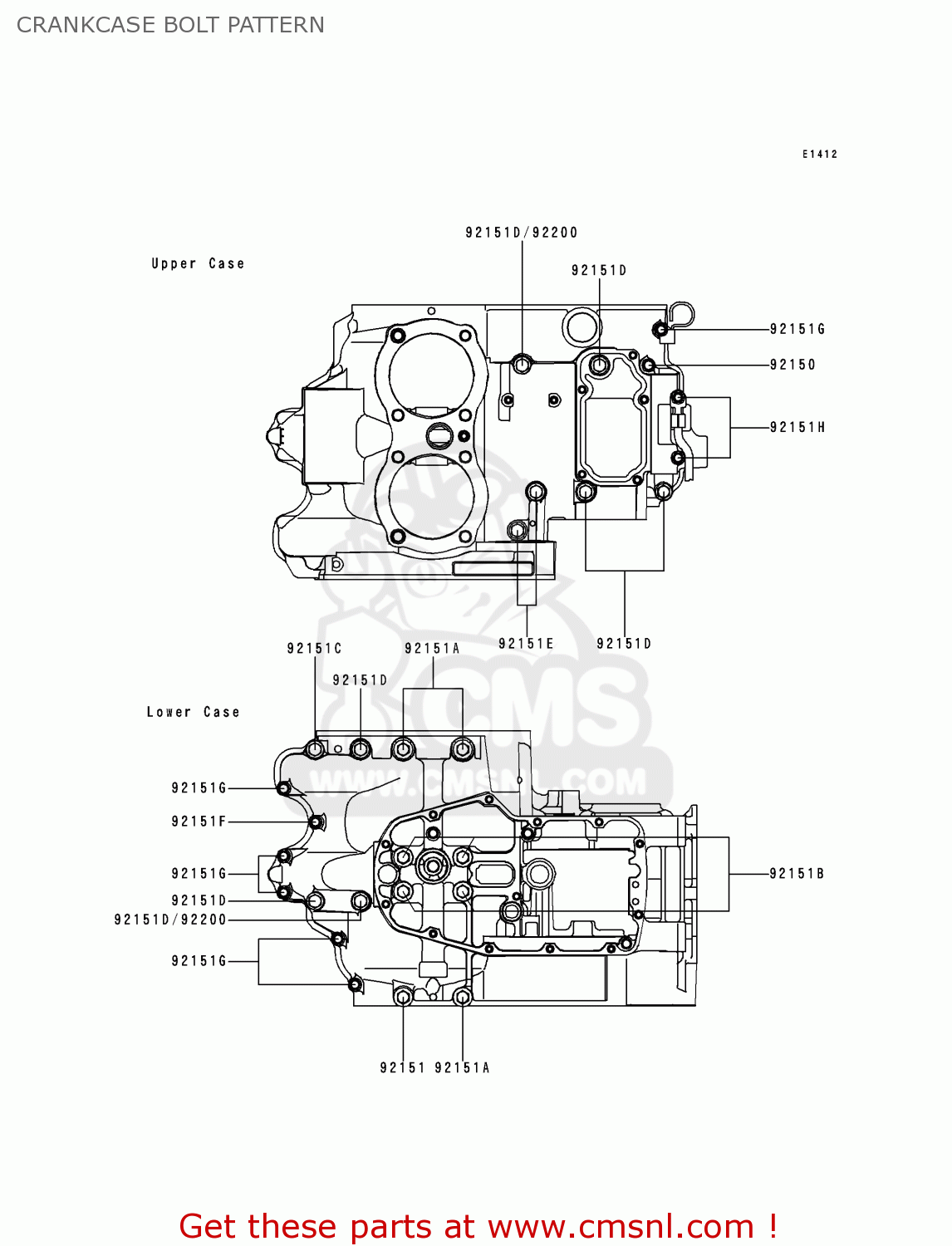CRANKCASE BOLT PATTERN EJ650A2 W650 2000 USA CALIFORNIA CANADA