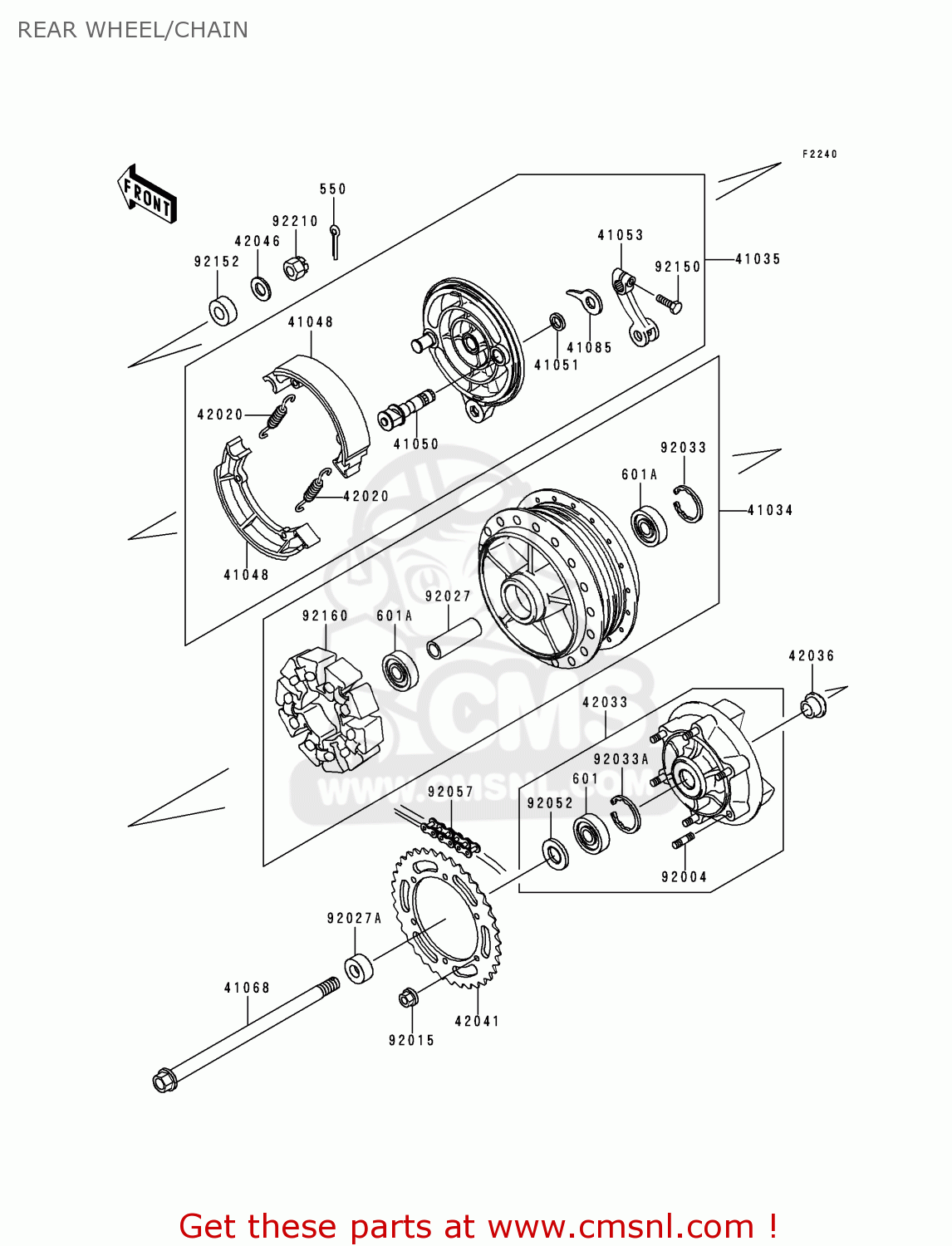 REAR WHEEL/CHAIN EJ650A2 W650 2000 USA CALIFORNIA CANADA