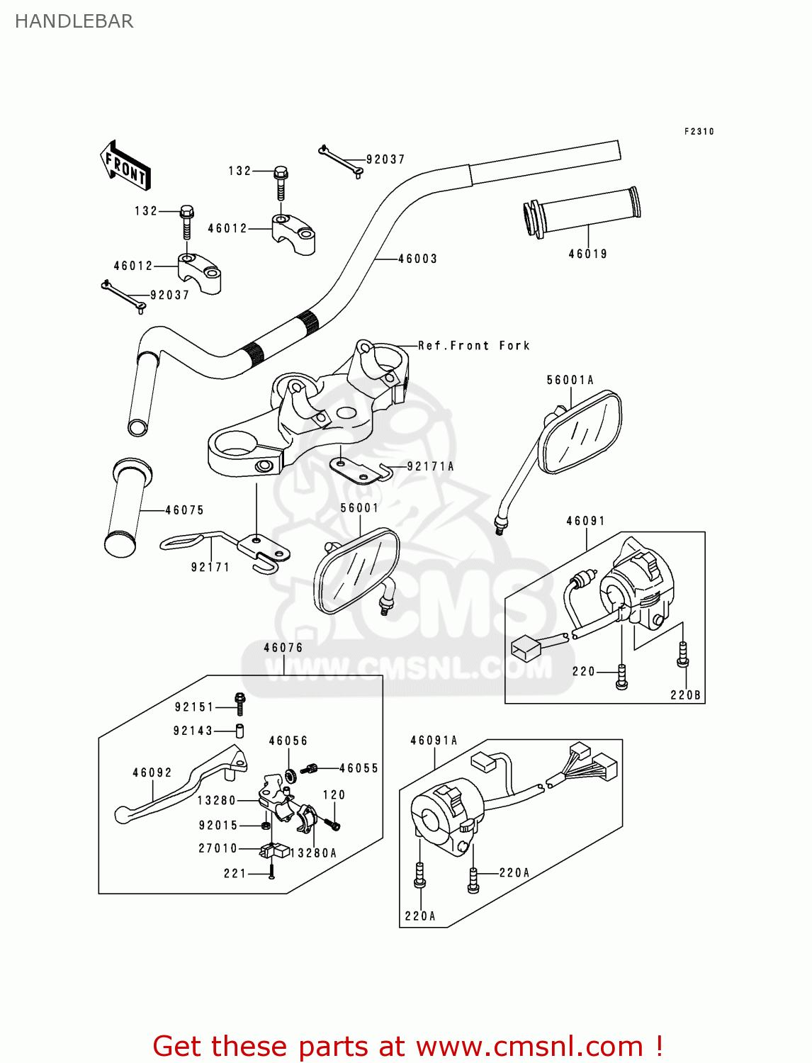 HANDLEBAR EJ650A2 W650 2000 USA CALIFORNIA CANADA