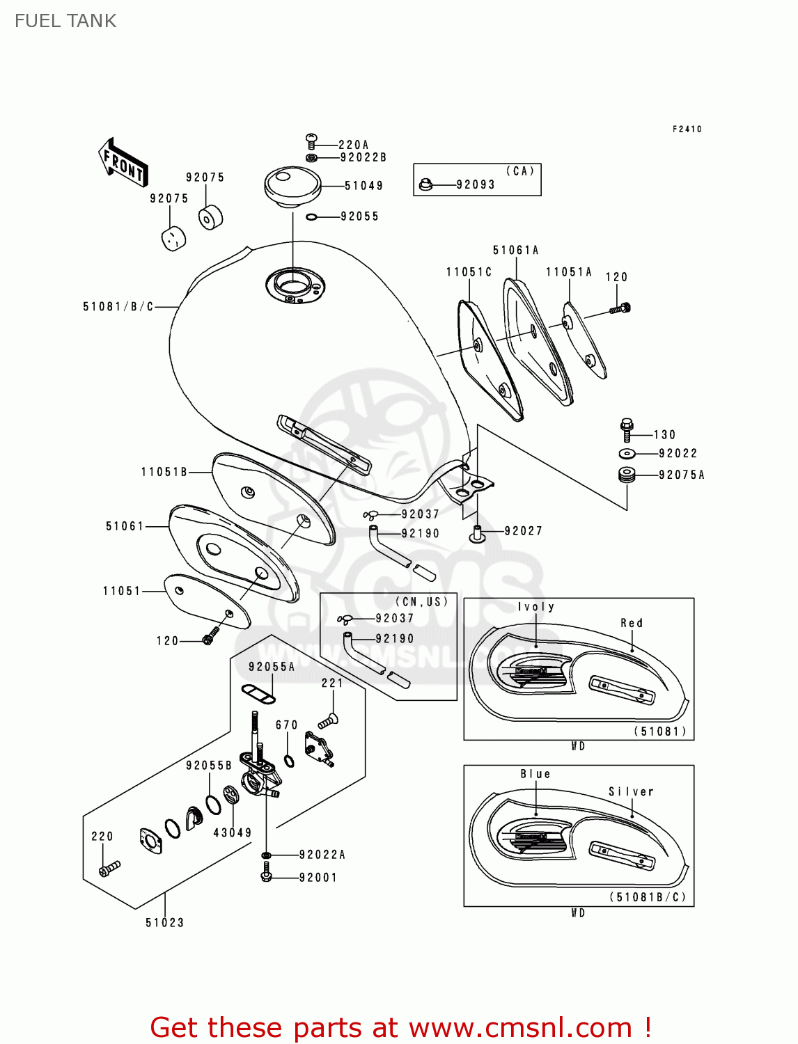 FUEL TANK EJ650A2 W650 2000 USA CALIFORNIA CANADA