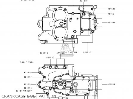 CRANKCASE BOLT PATTERN - EJ650A2 W650 2000 USA CALIFORNIA CANADA