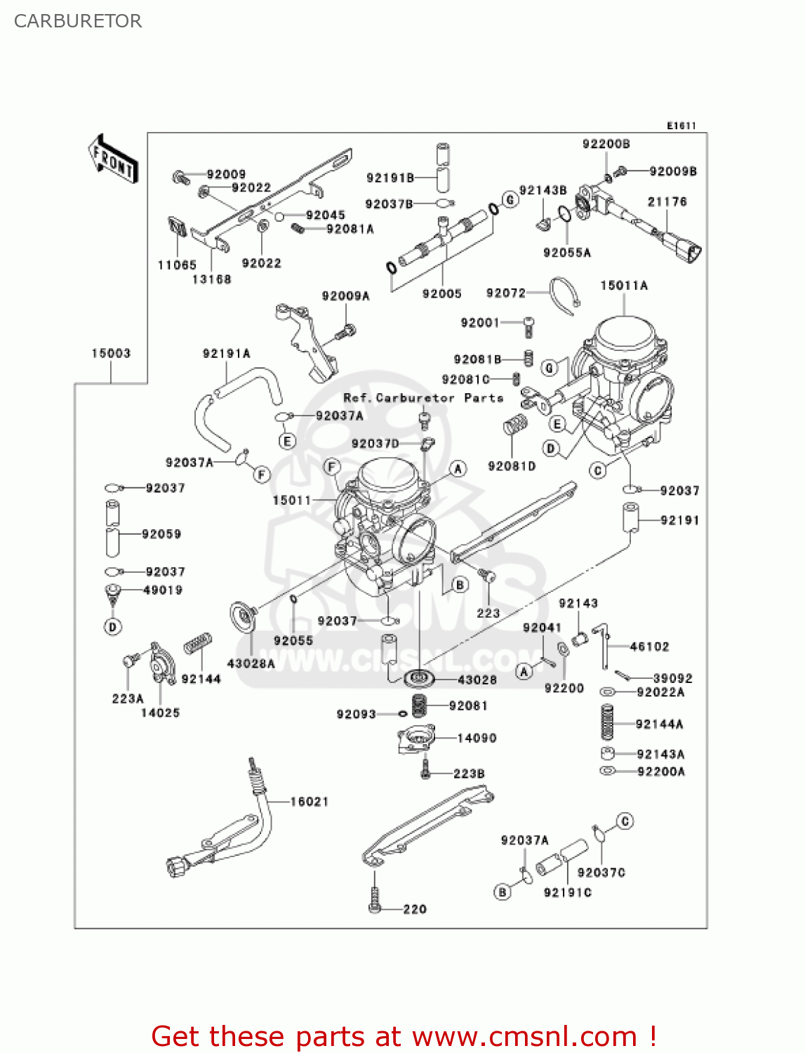 CARBURETOR EJ650A3 W650 2001 USA CALIFORNIA CANADA
