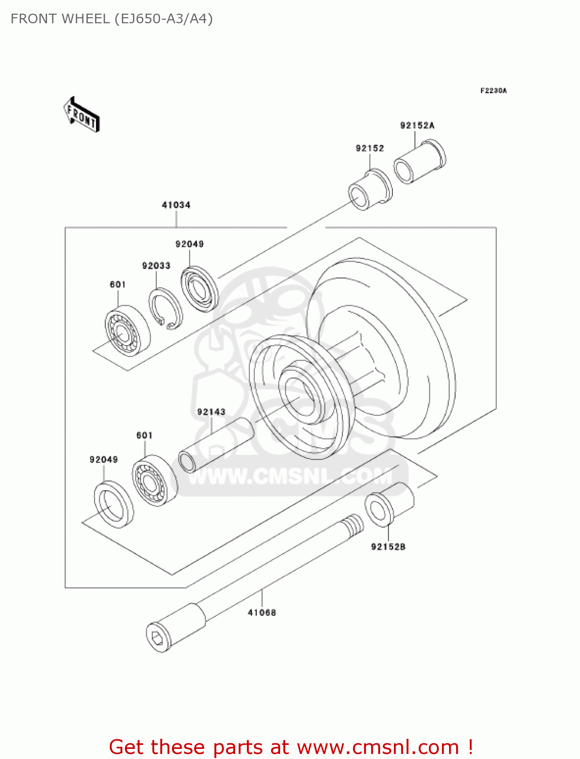 FRONT WHEEL (EJ650-A3/A4) EJ650A3 W650 2001 USA CALIFORNIA CANADA