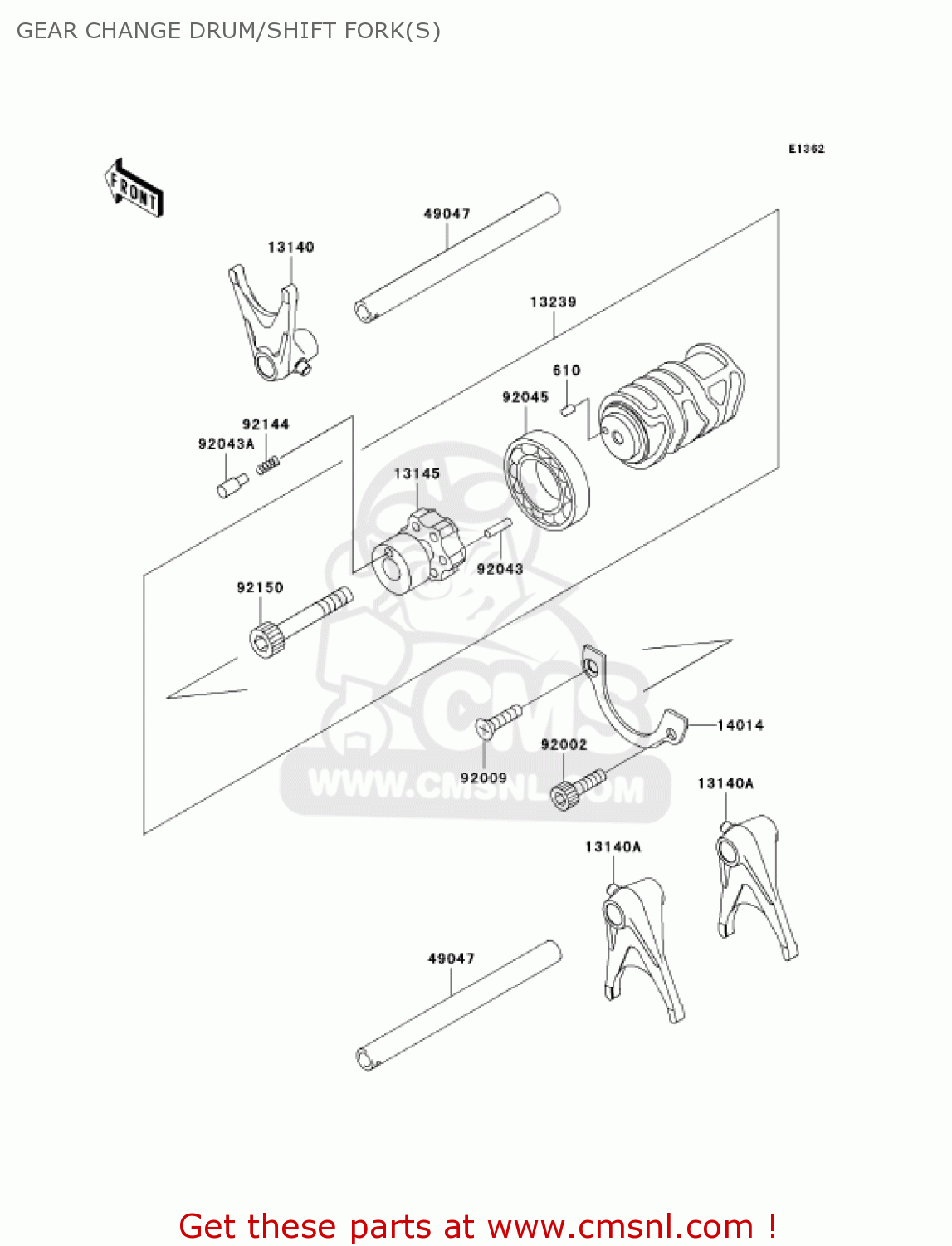 GEAR CHANGE DRUM/SHIFT FORK(S) EJ650A3 W650 2001 USA CALIFORNIA CANADA
