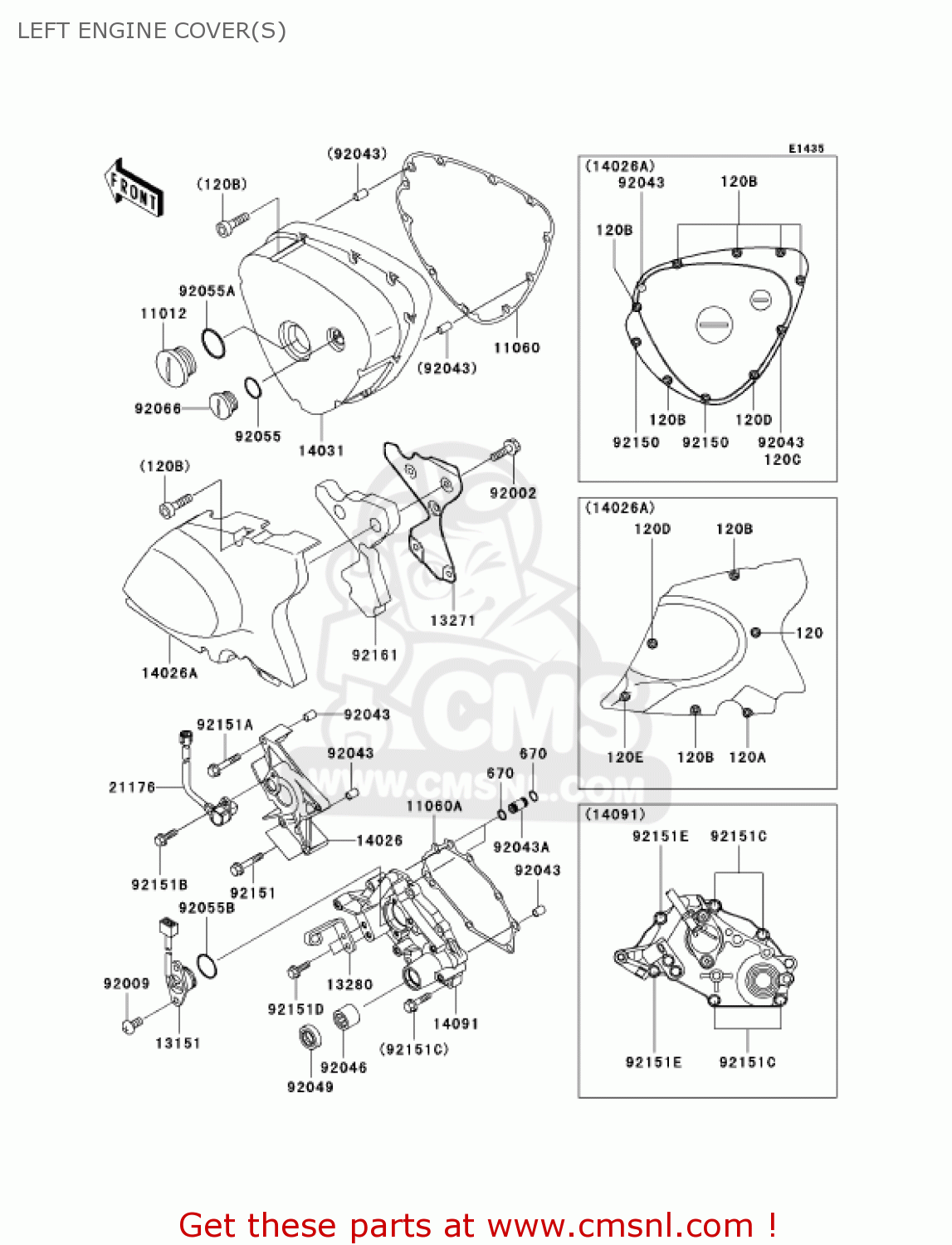 LEFT ENGINE COVER(S) EJ650A3 W650 2001 USA CALIFORNIA CANADA