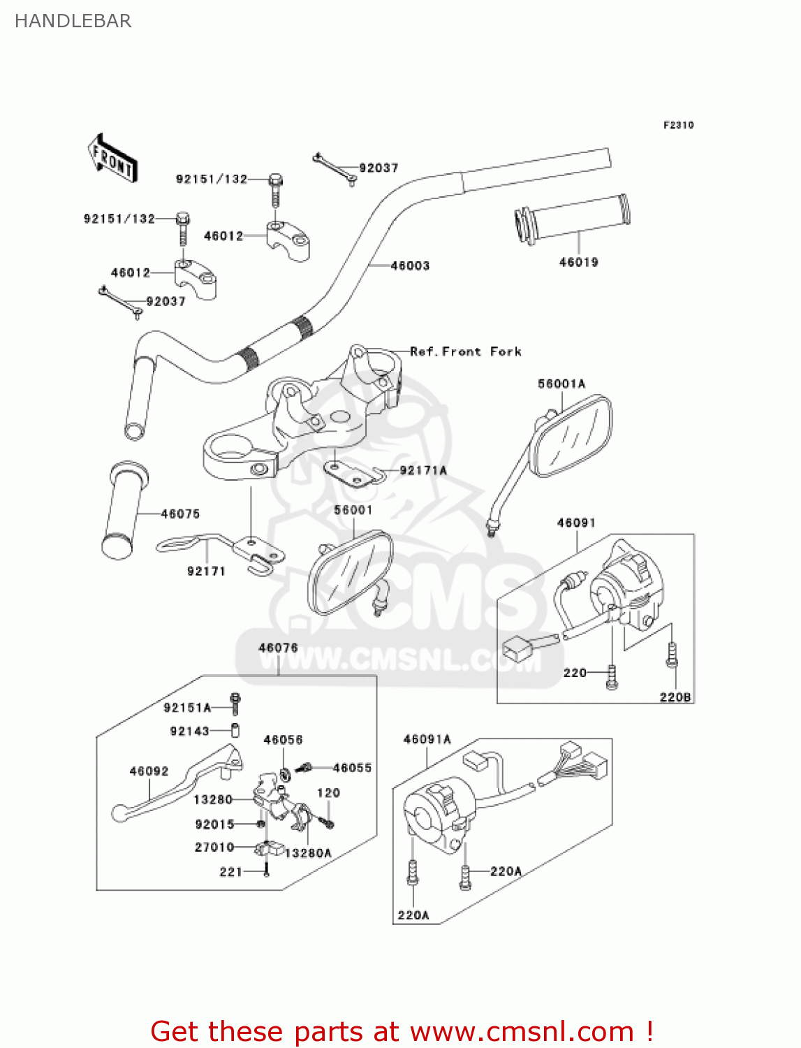 HANDLEBAR EJ650A3 W650 2001 USA CALIFORNIA CANADA