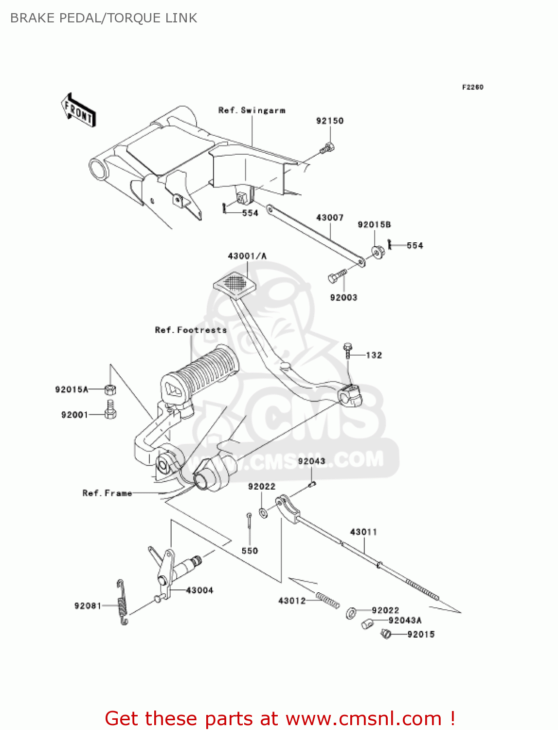 BRAKE PEDAL/TORQUE LINK EJ650A3 W650 2001 USA CALIFORNIA CANADA